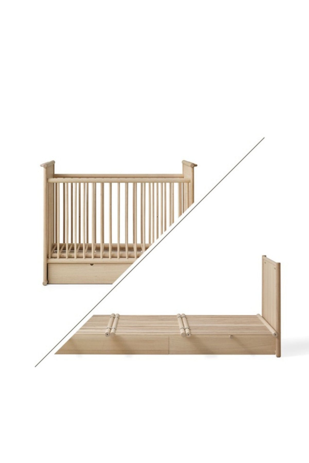 Oliver Furniture Novel Babybett 60x120 und Bett 120x200, Eiche