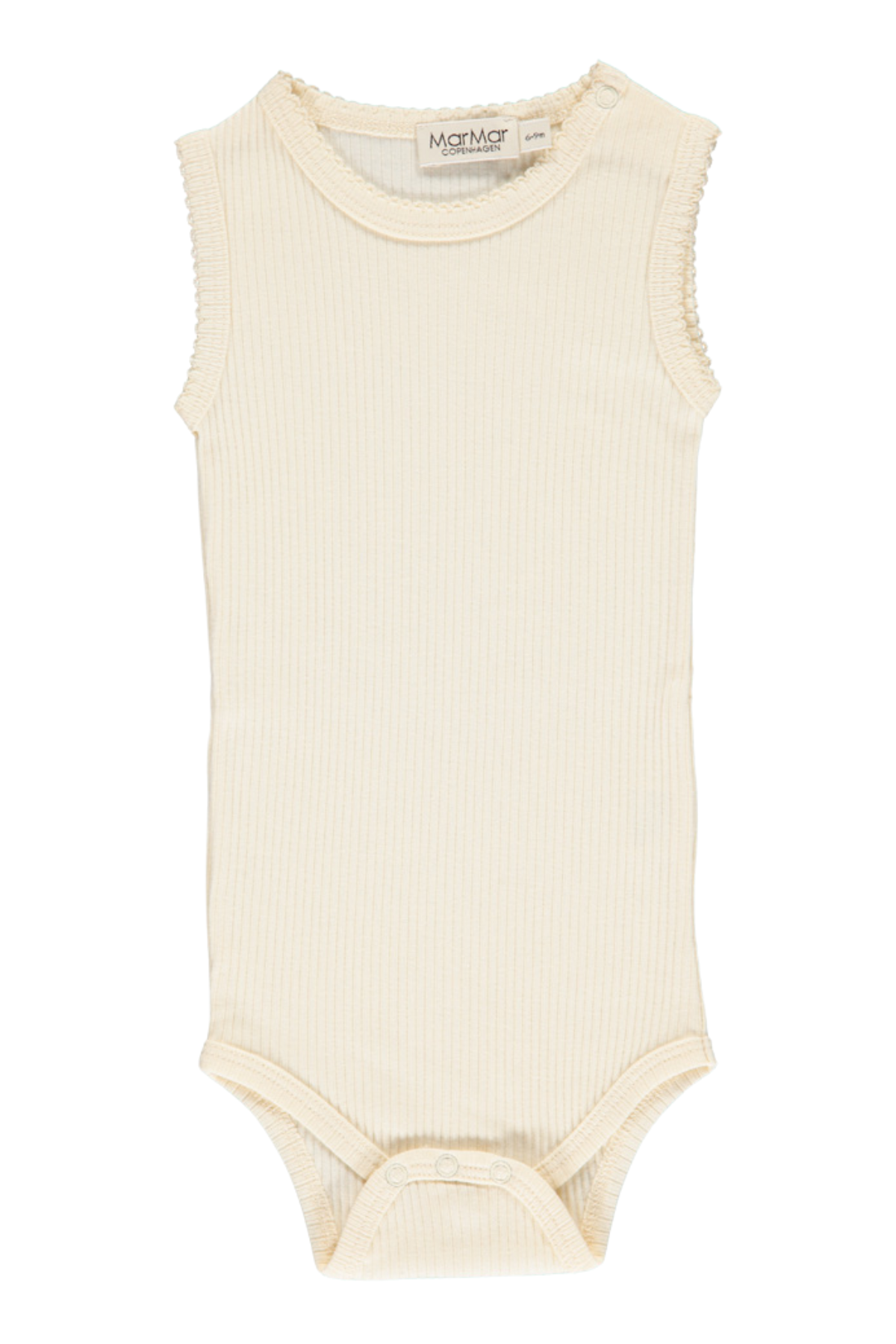 Ripp-Body ohne Ärmel aus Tencel-Baumwoll-Mix| Off White