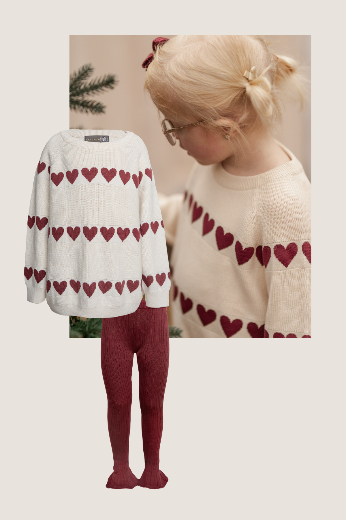 Kinder Strickpullover mit Herz & Rib Leggings mit Schlag