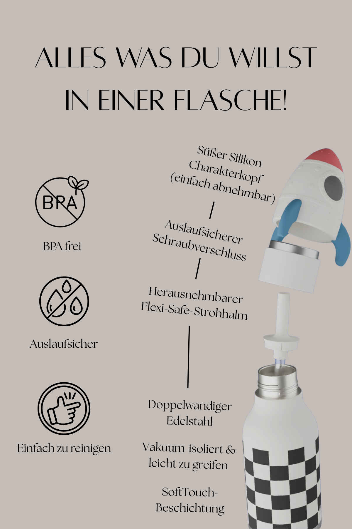 Trinkflasche "Bestie Bottle" | Rocket