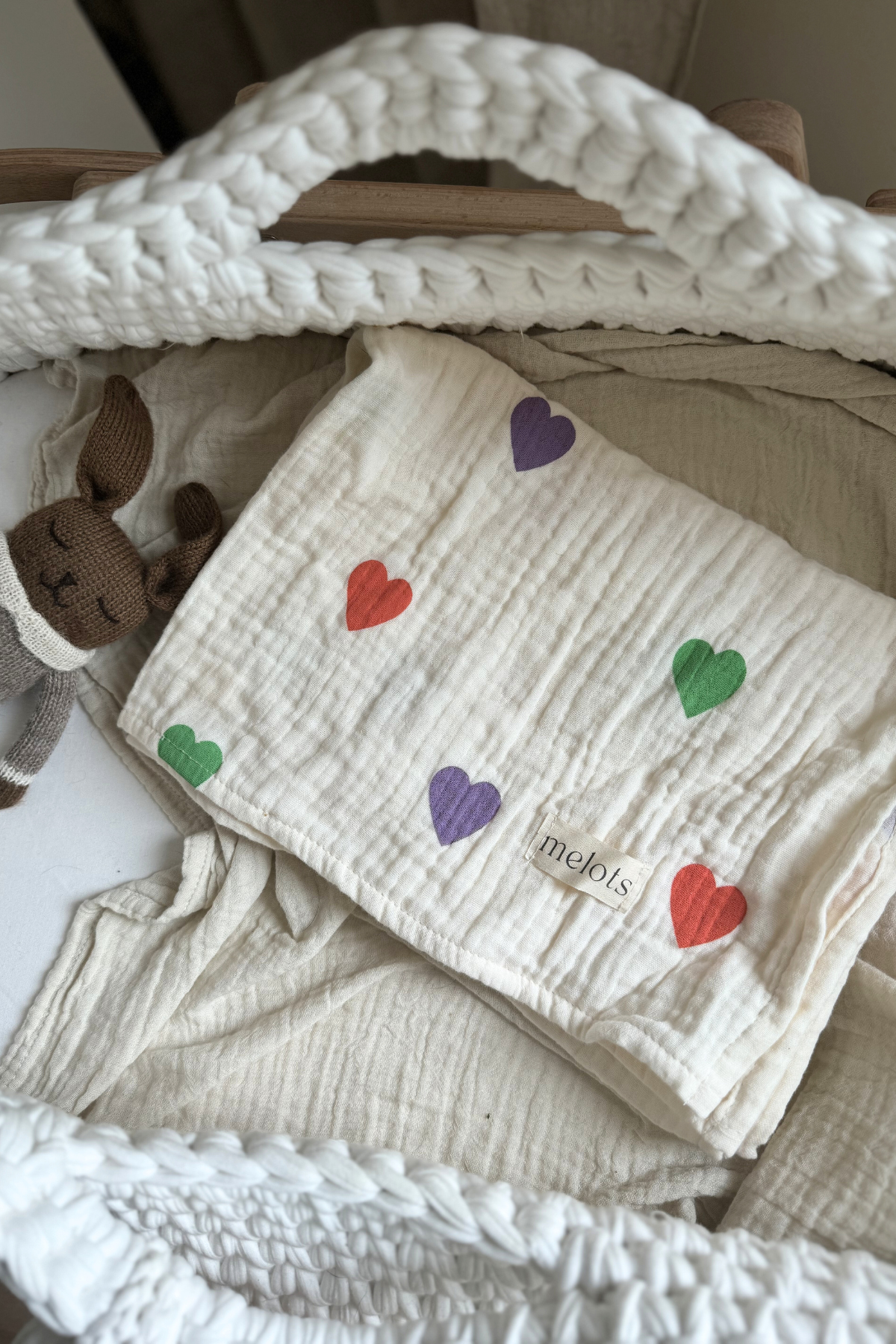 Musselintuch "Herzen"