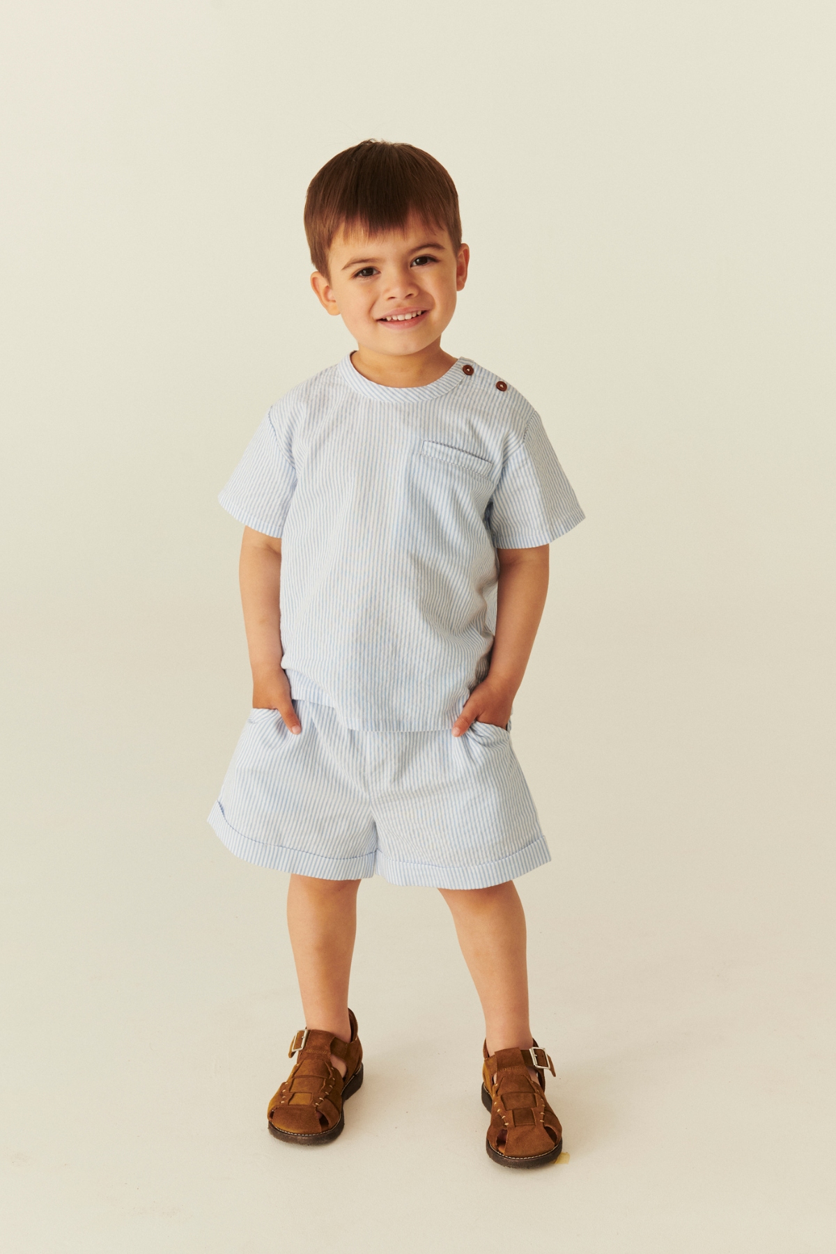 Seersucker Shorts "Sporty" | Sky Blue