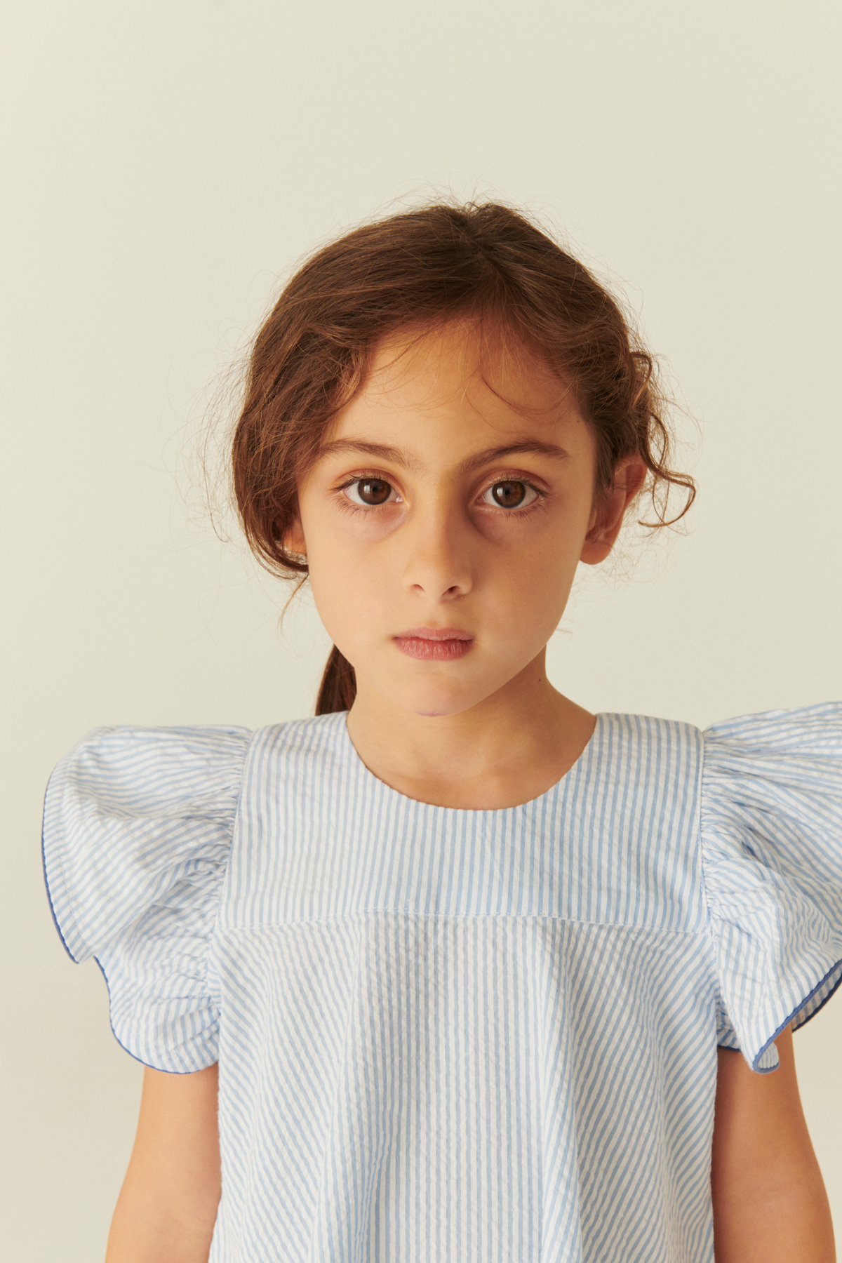 Seersucker Kleid mit Rüschen | Sky Blue