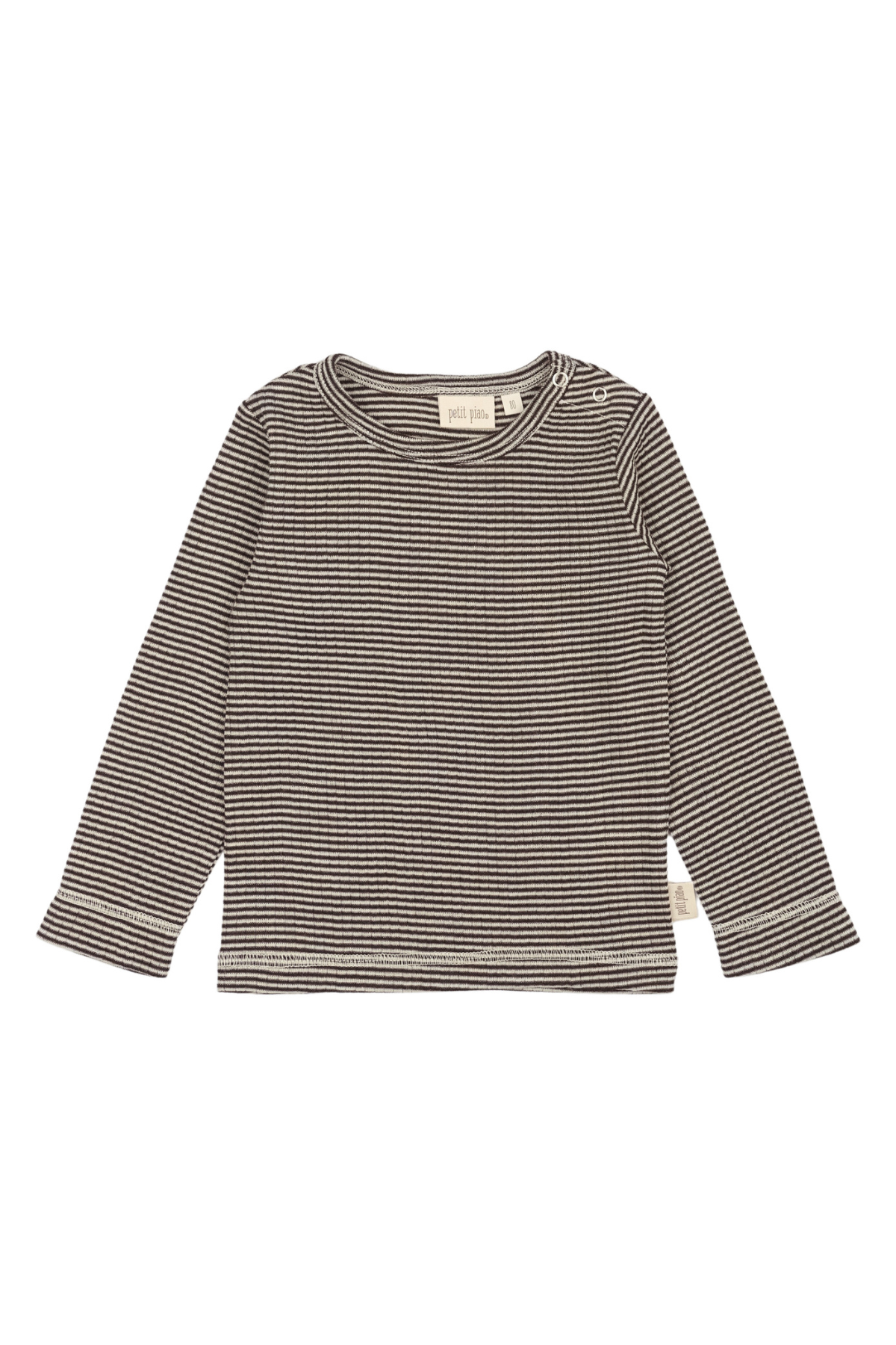 Longsleeve aus Merinowolle | Coffee Bean / Dark Off White