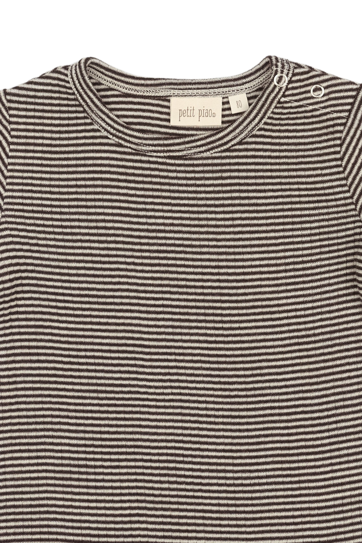Longsleeve aus Merinowolle | Coffee Bean / Dark Off White