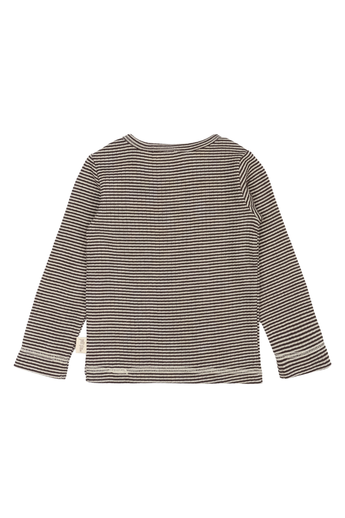 Longsleeve aus Merinowolle | Coffee Bean / Dark Off White