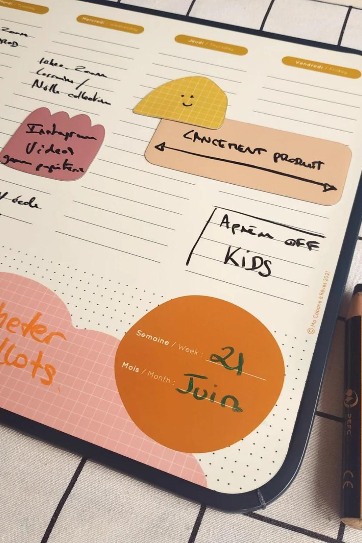 Magnetischer Wochenplaner | verschiedene Farben