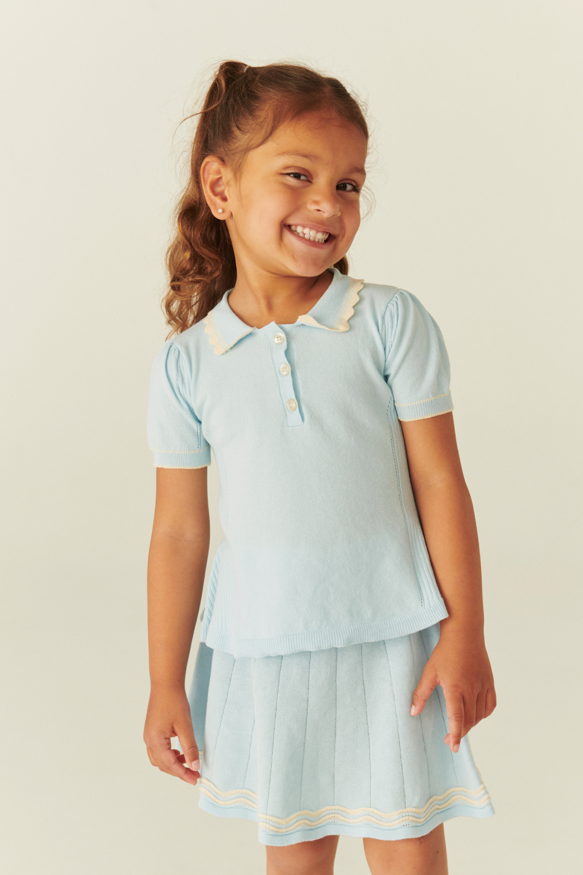 Strick Tennisrock | Ice Blue/Cream