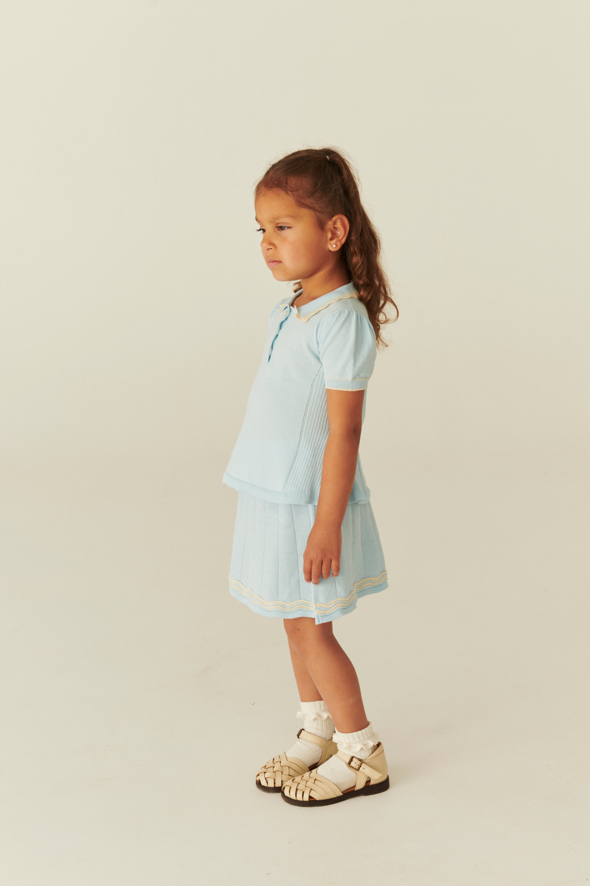 Strick Tennisrock | Ice Blue/Cream