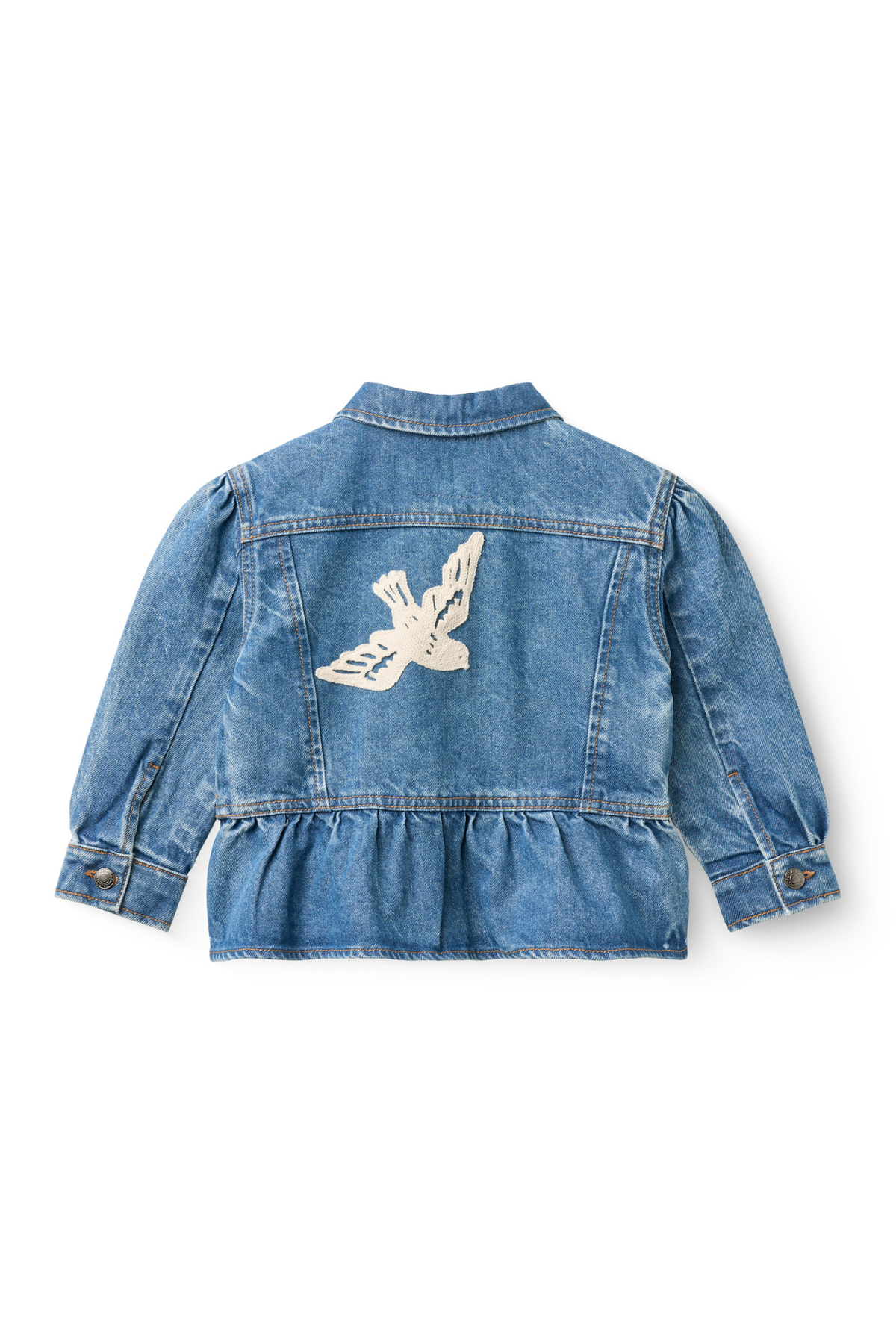 Denim Jacke "Crochet Doves" | Indigo Blue