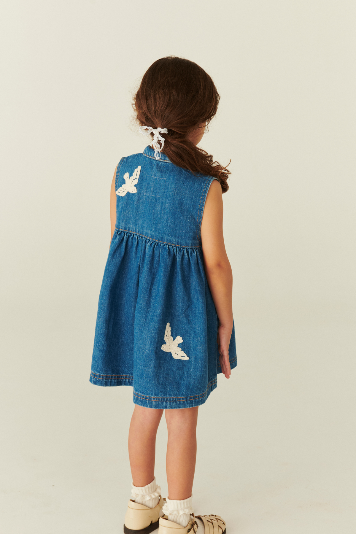 Denim Kleid "Crochet Doves" | Indigo Blue