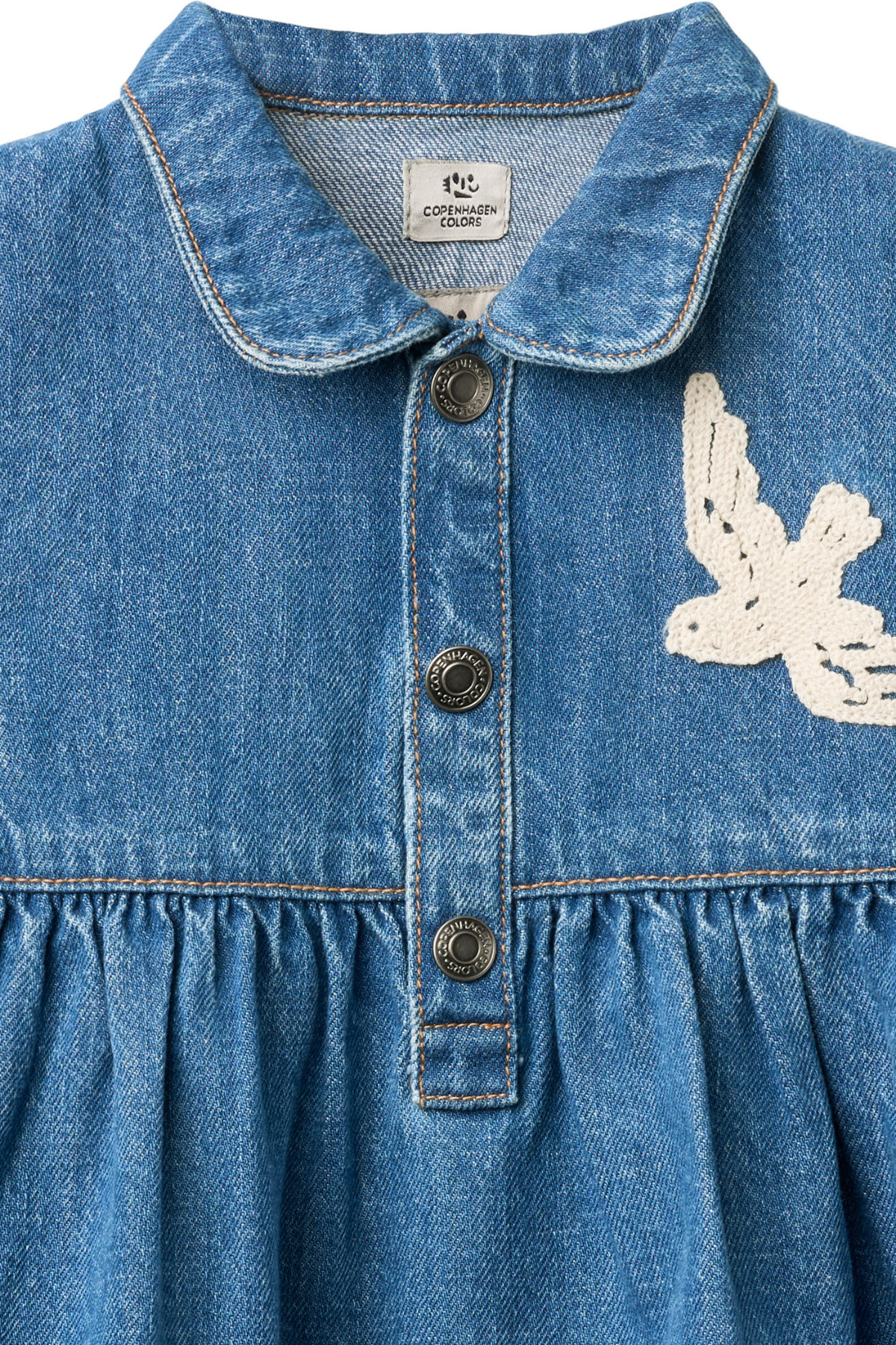 Denim Kleid "Crochet Doves" | Indigo Blue