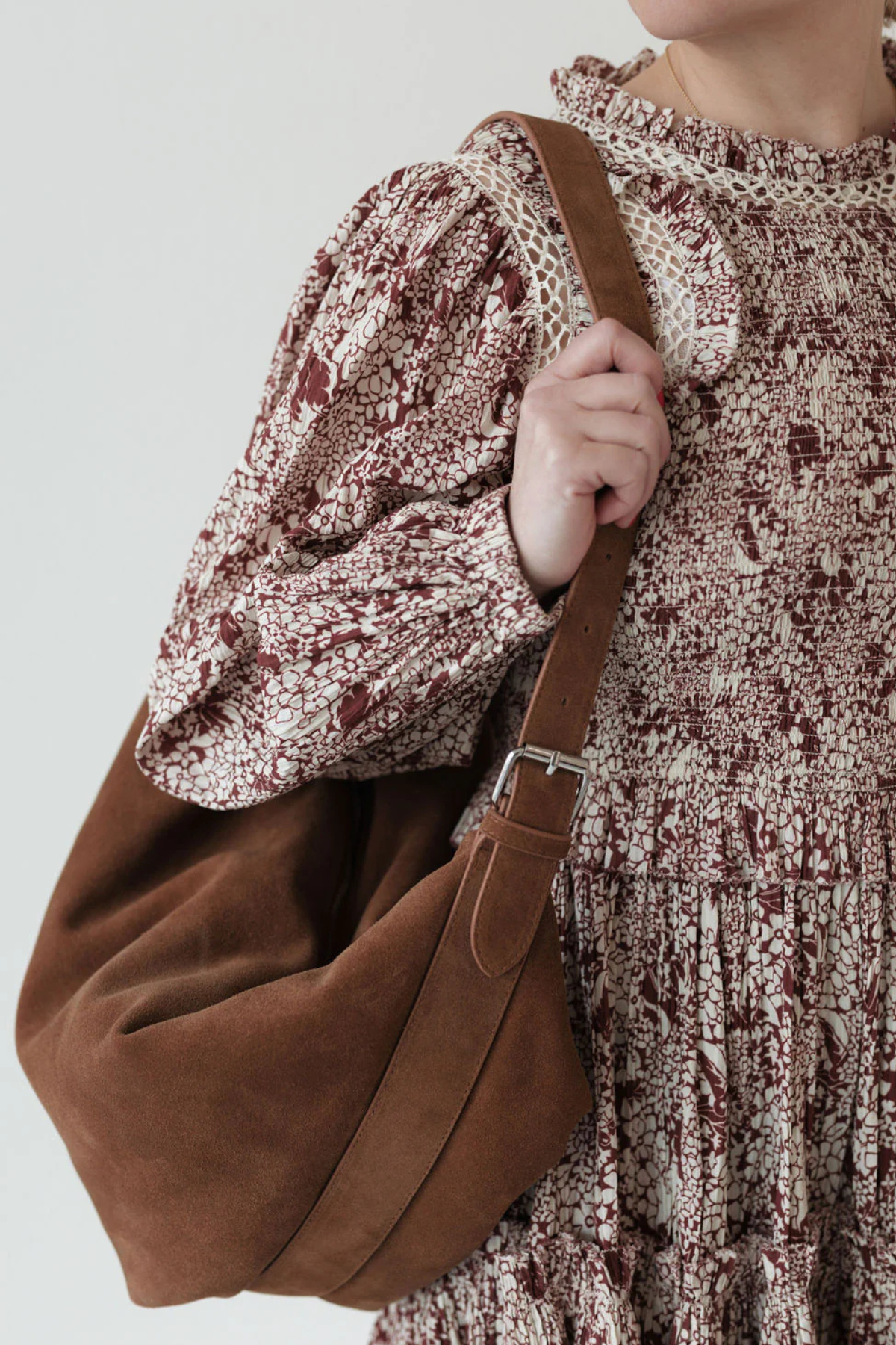 Mom Bag aus Wildleder | Lukkily Bag #4 | Cognac