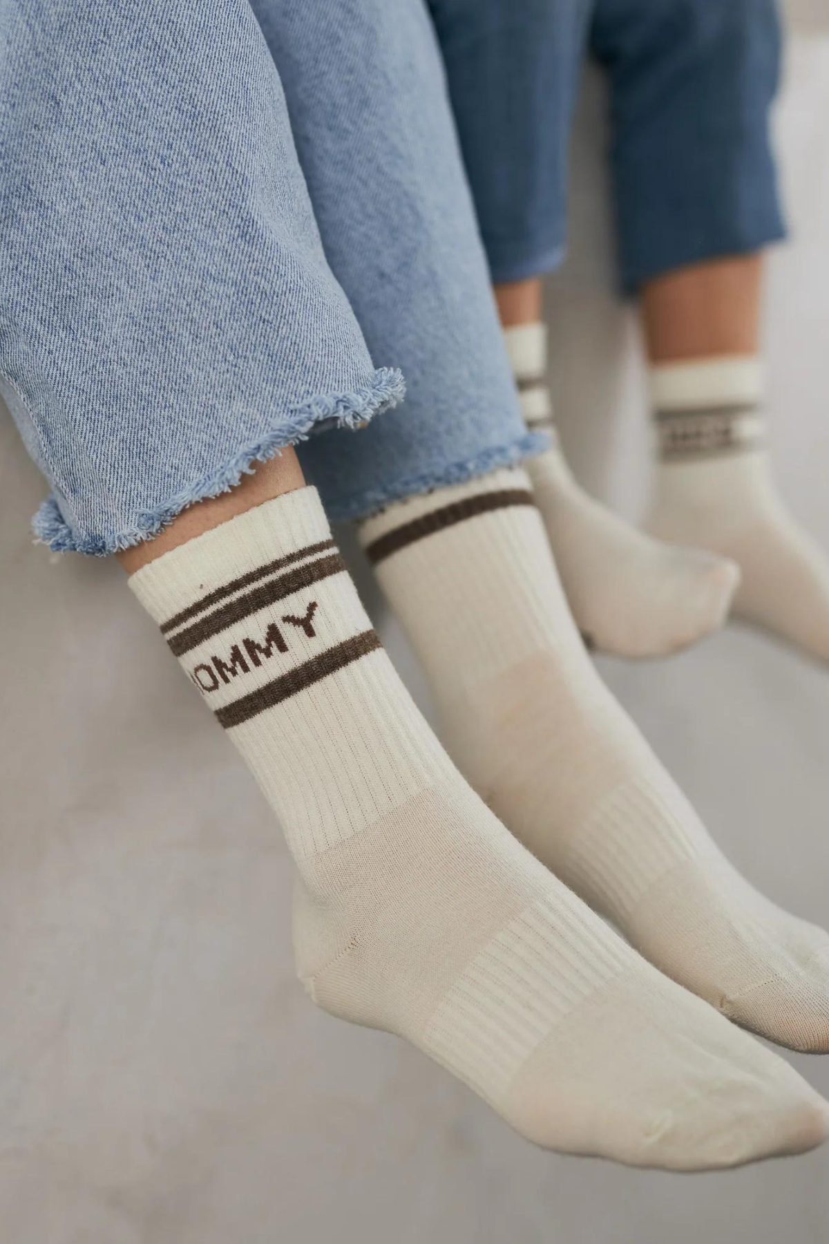 Gestreifte Wollsocken "Mommy" | Merinowolle