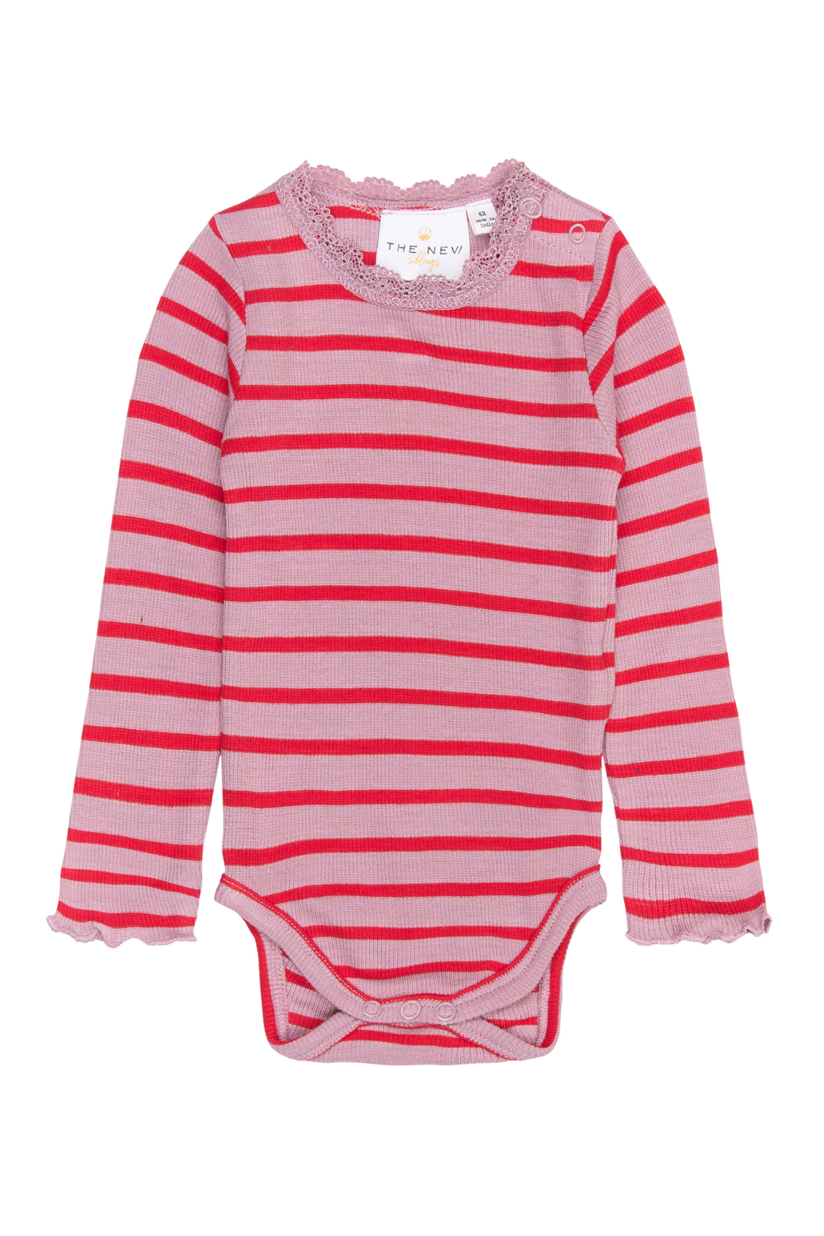 Ripp-Langarmbody "Rie" | Mauve Shadows Striped