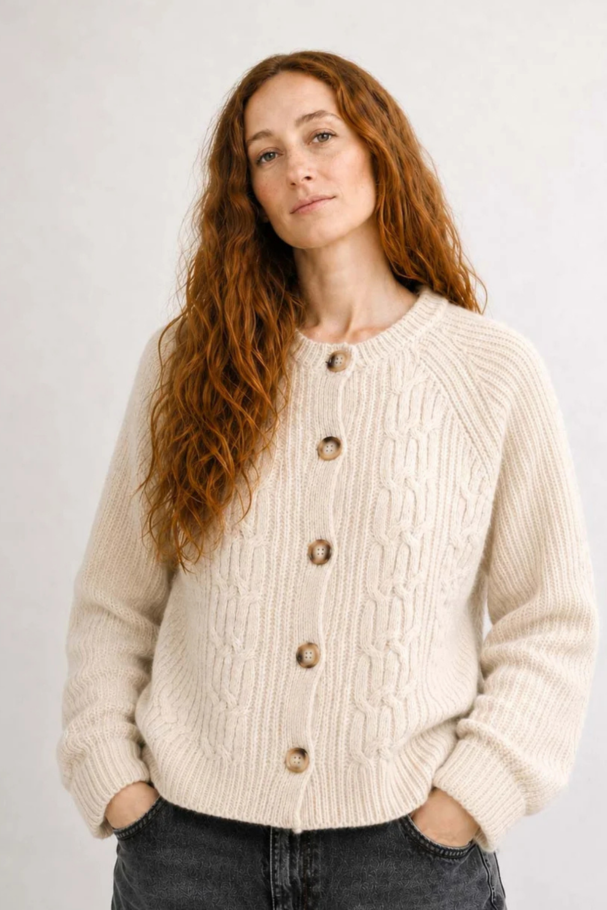 Cardigan mit Flechtdetails für Erwachsene | Beige
