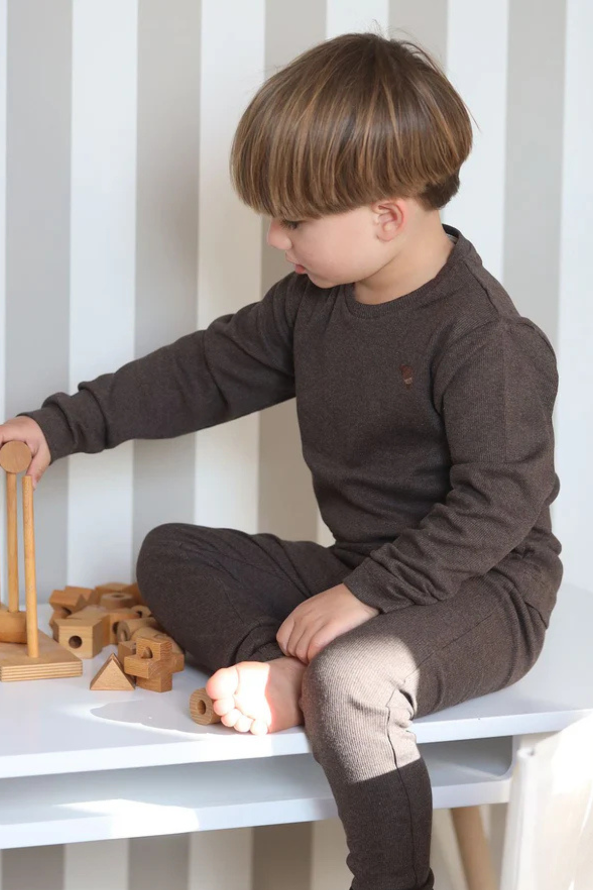 Langarmshirt "Carlet" | Dark brown melange