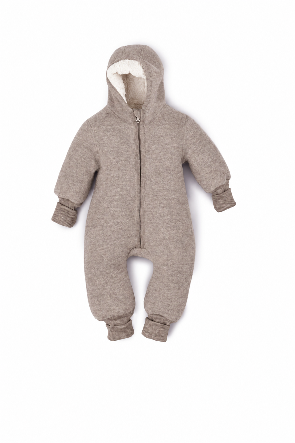 Overall aus Wollwalk mit Teddy-Kapuze und Bündchen