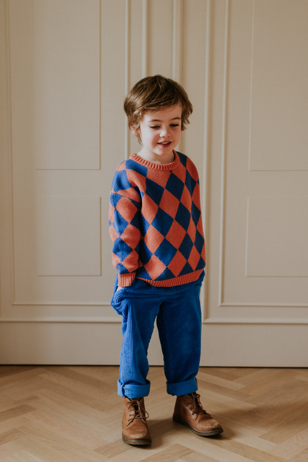 Checkered Knitted Sweater | Cobalt