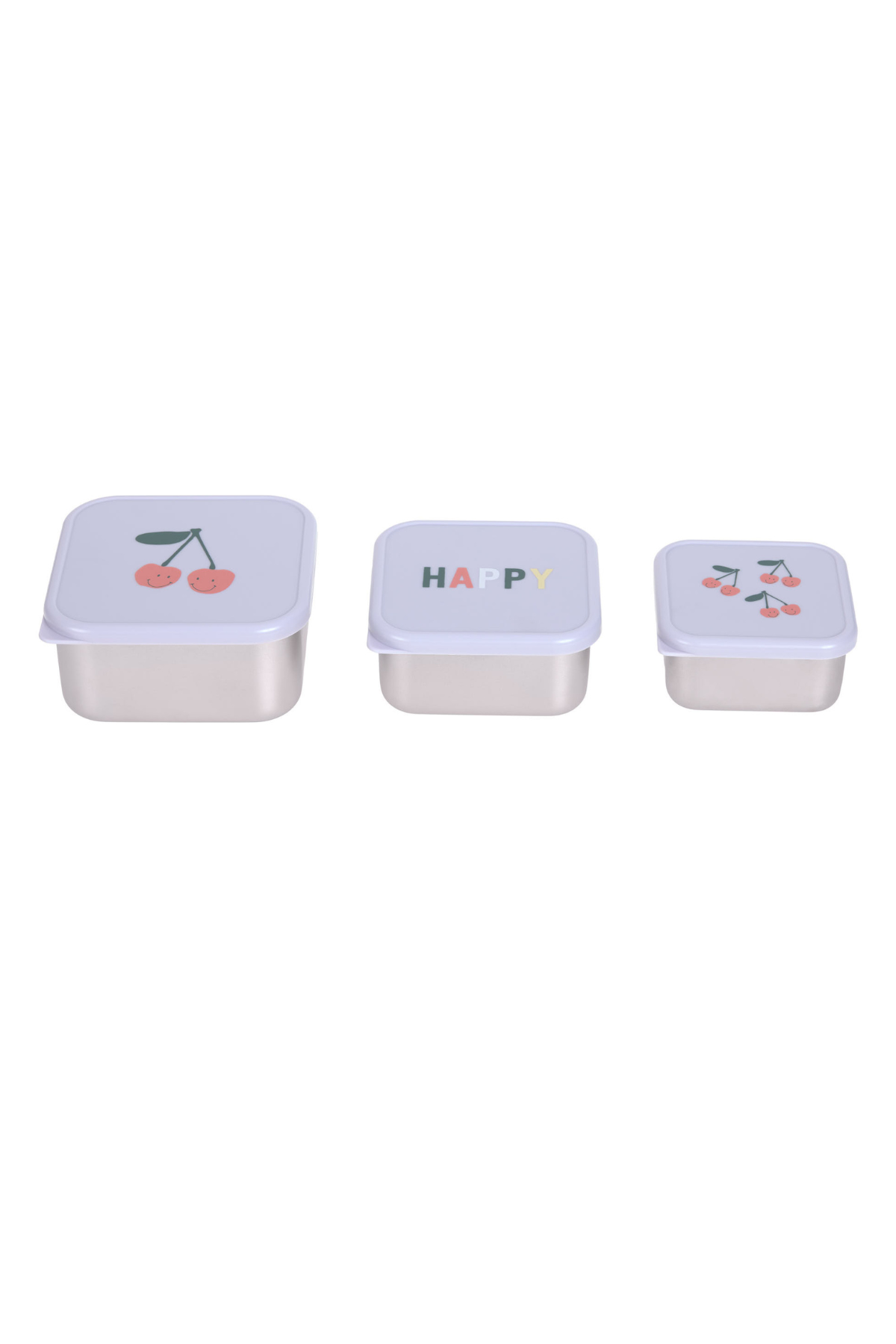3er Set:Edelstahl Brotdose/ Snackbox für Kinder "Happy Fruits Cherry"