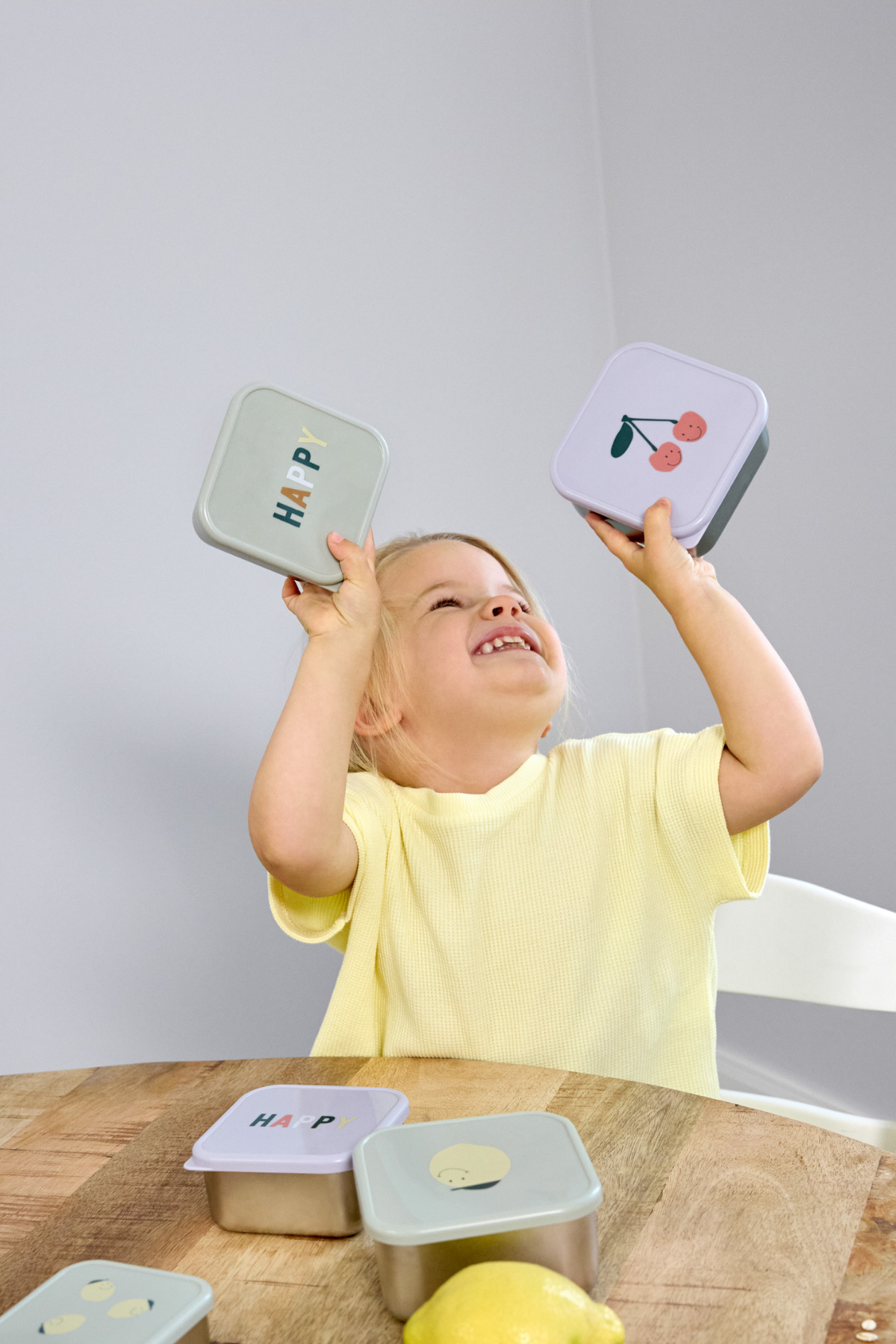 3er Set:Edelstahl Brotdose/ Snackbox für Kinder "Happy Fruits Cherry"