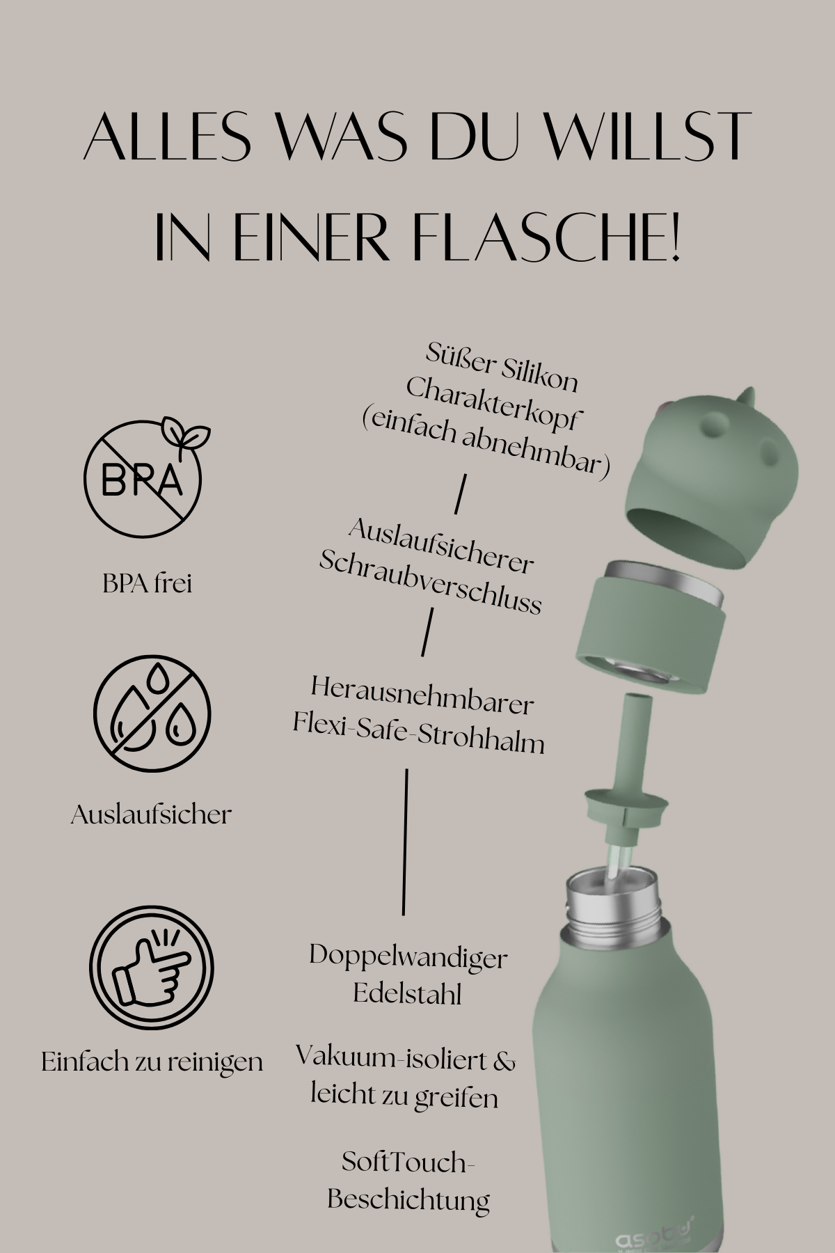 Trinkflasche "Bestie Bottle" | Dinosaur