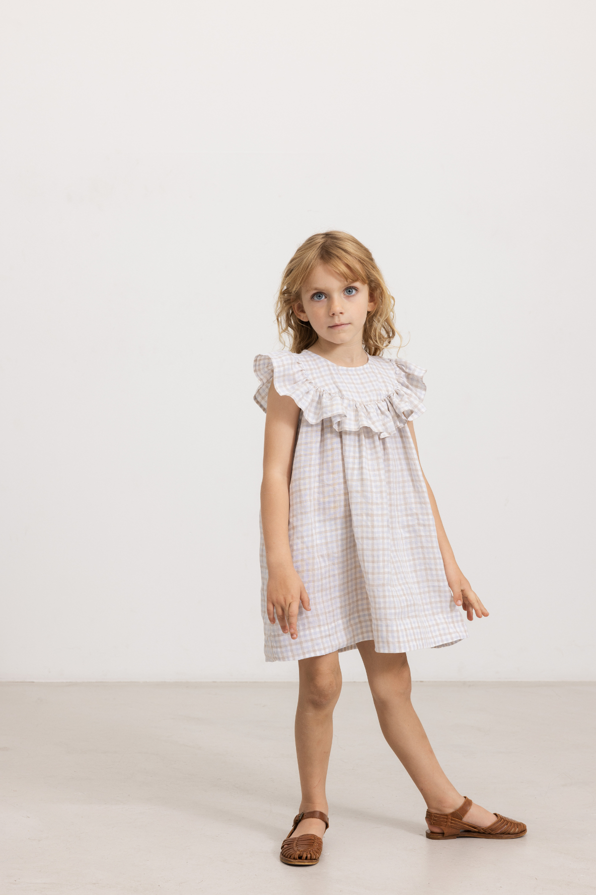 Kariertes Kleid 100% Leinen "Drine" | Summer Check