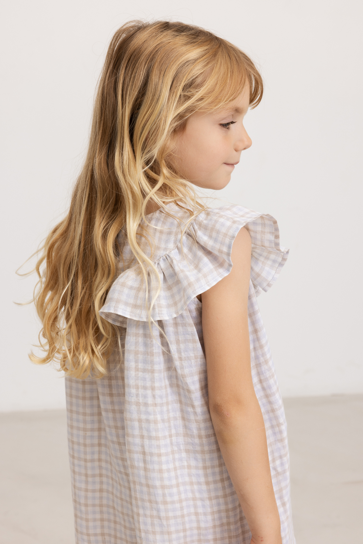 Kariertes Kleid 100% Leinen "Drine" | Summer Check