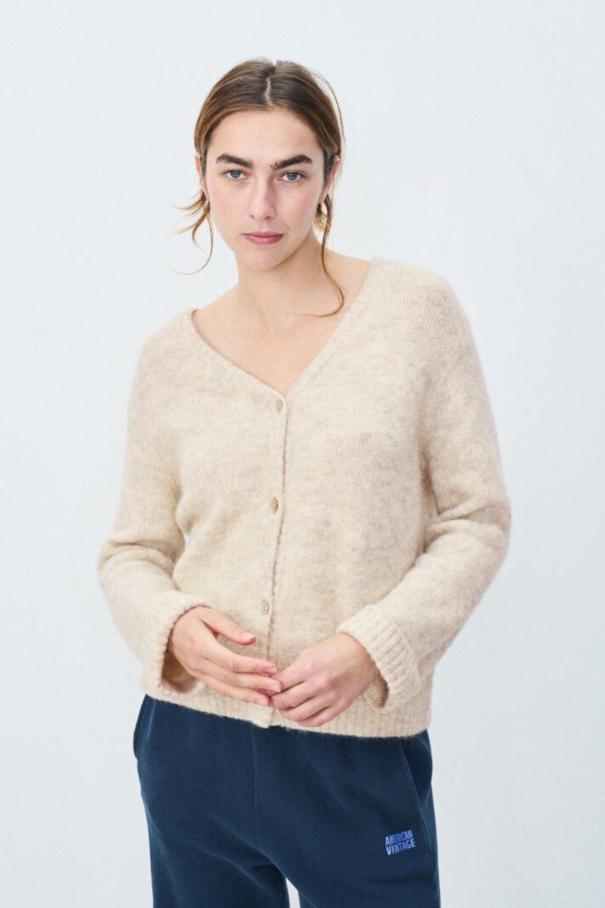Strickjacke „East“ für Erwachsene aus Alpaka-Mix | POUDREUSE CHINE