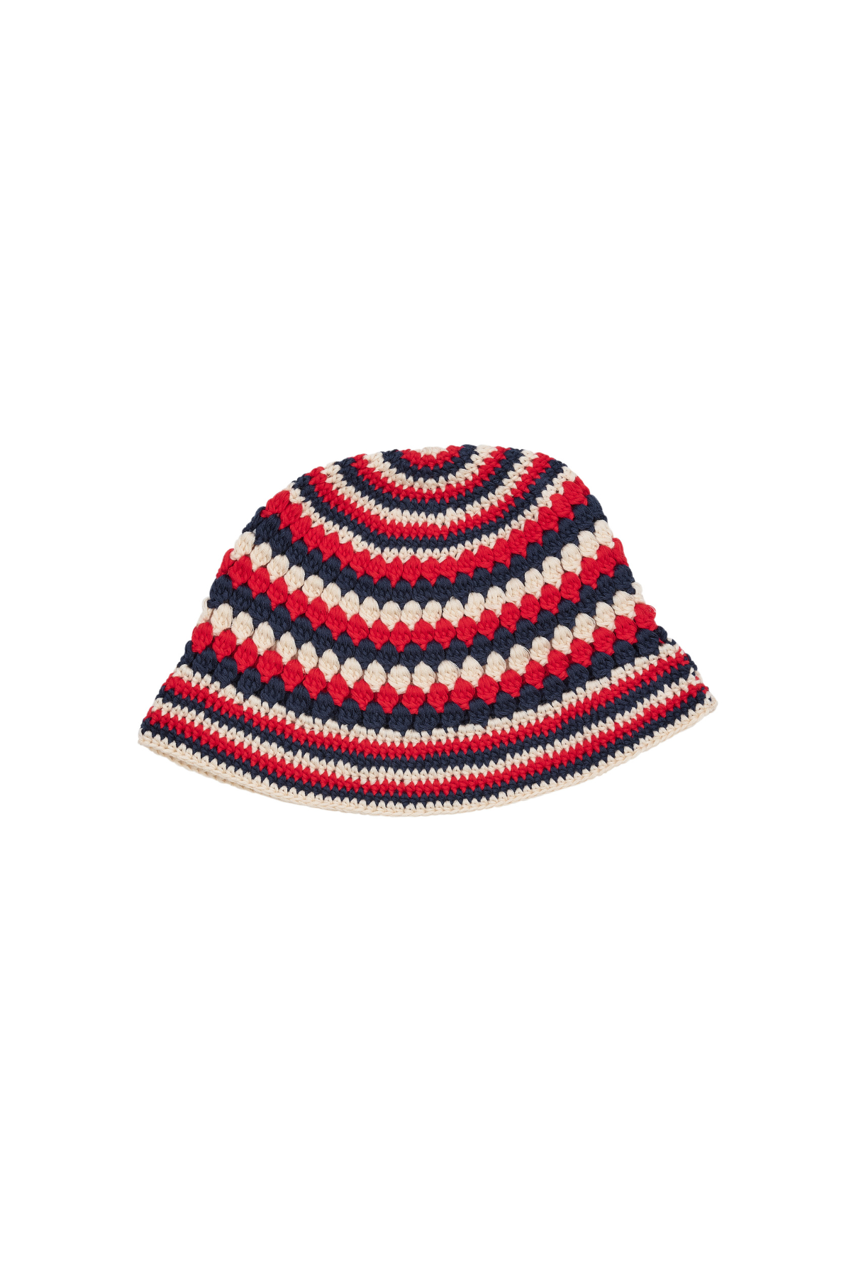 Häkelmütze - cream/navy/red