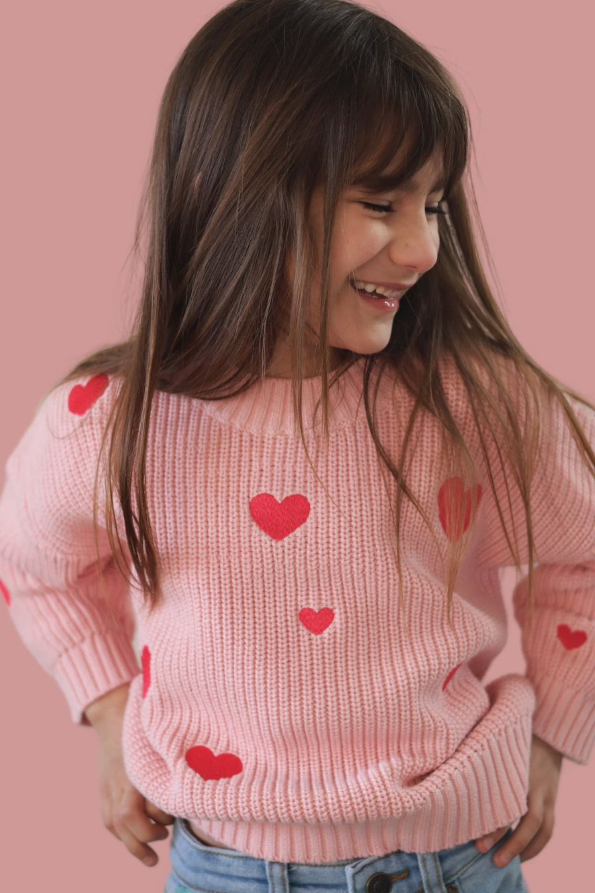 Strickpullover "Belle" mit Herzen | Poppy Rose