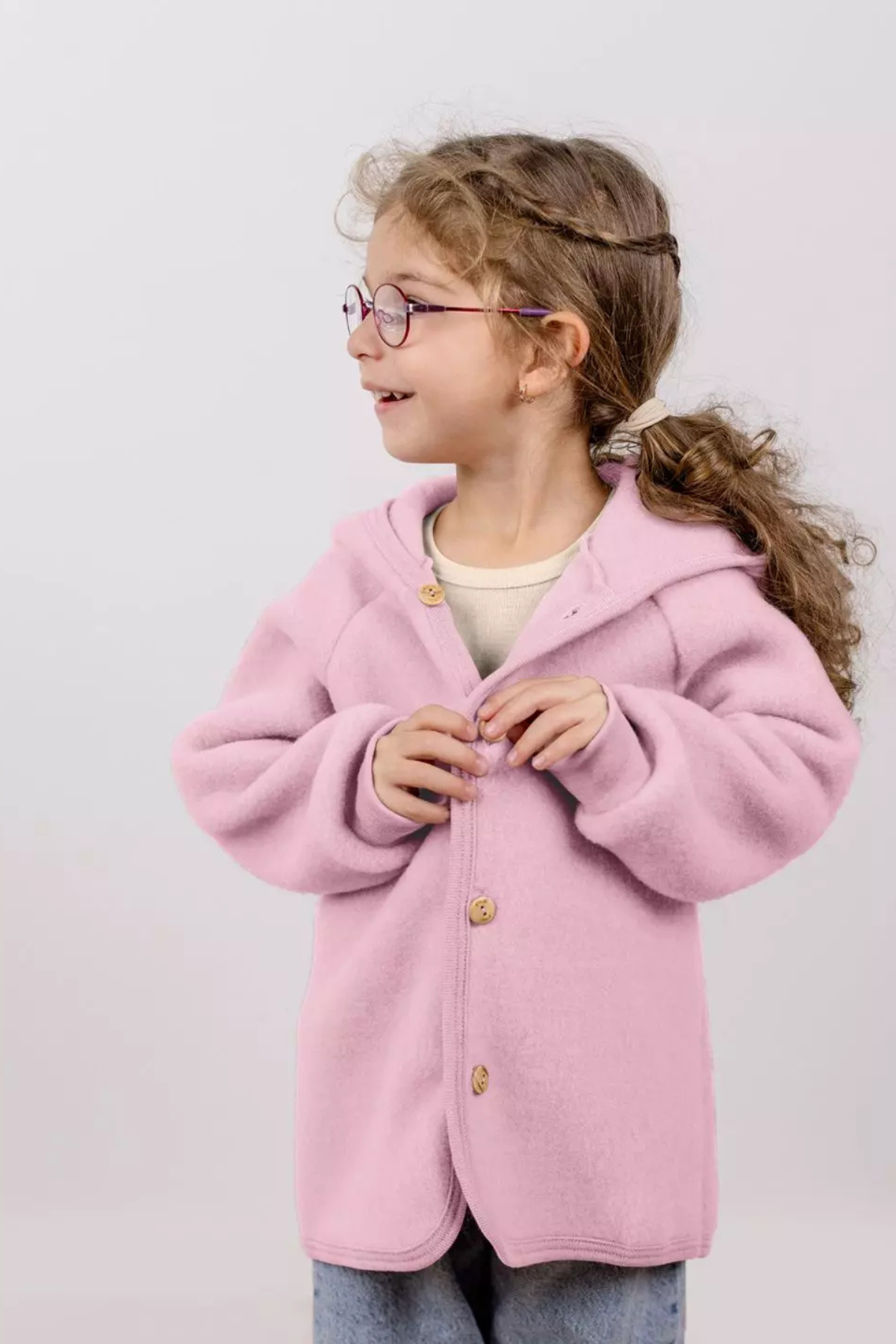 Wollfleece-Jacke mit Kapuze | verschiedene Farben