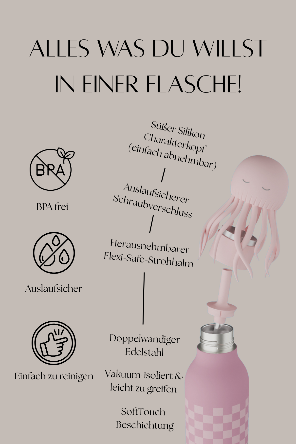 Trinkflasche "Bestie Bottle" | Jelly Fish