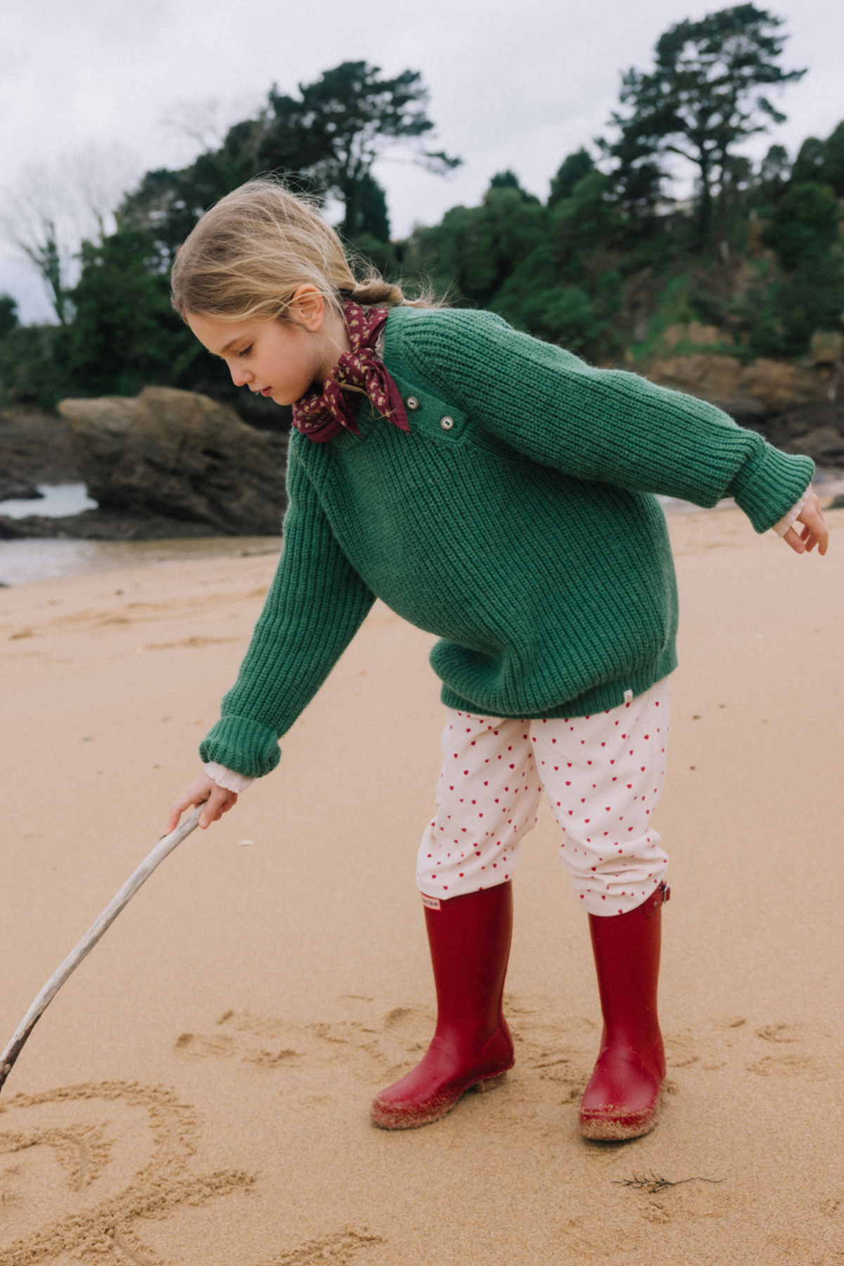 Strickpullover aus Wolle-Mix für Kids | FOREST GREEN