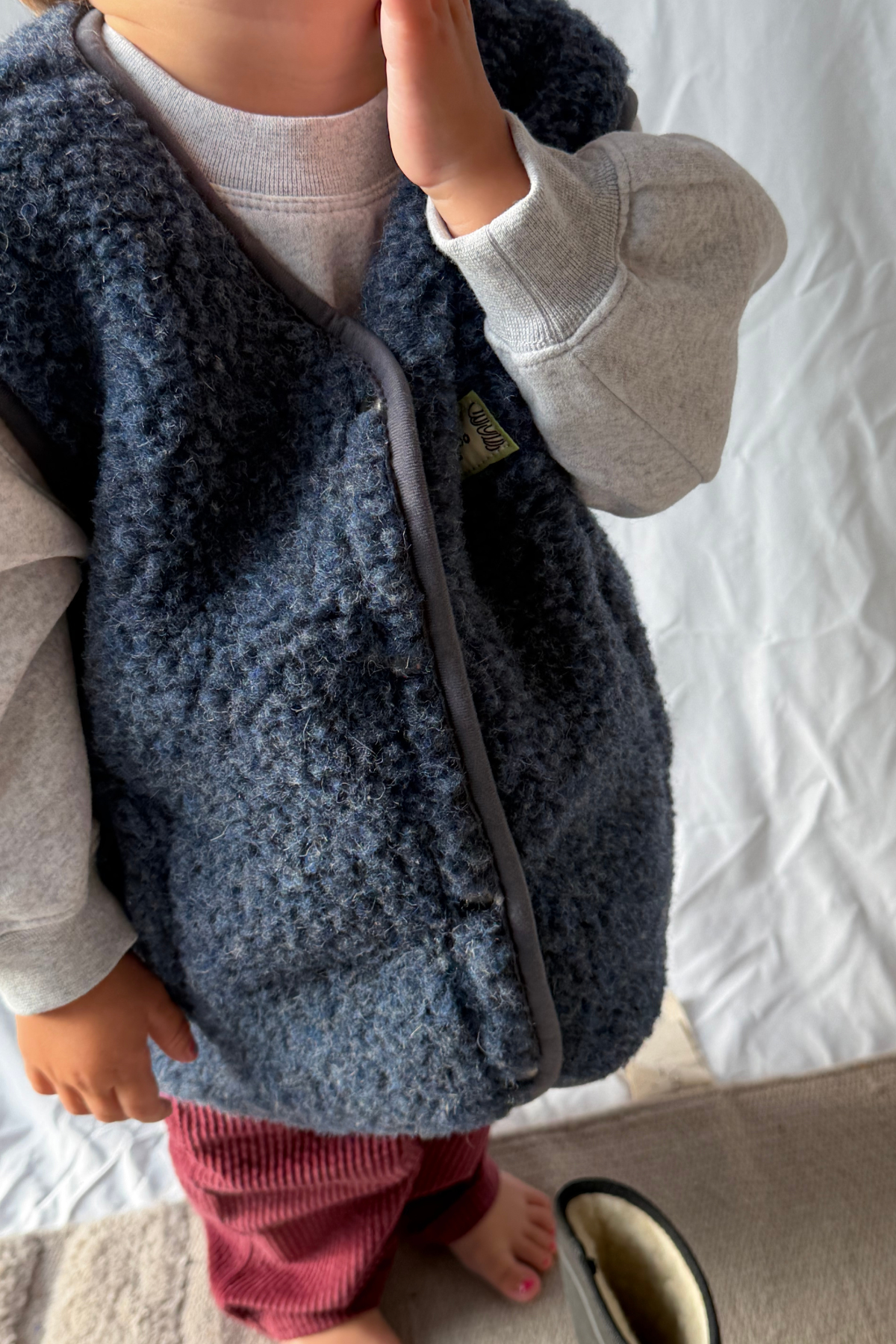 Wollweste Kids "Tiny Tornado Club" | Blue Grey
