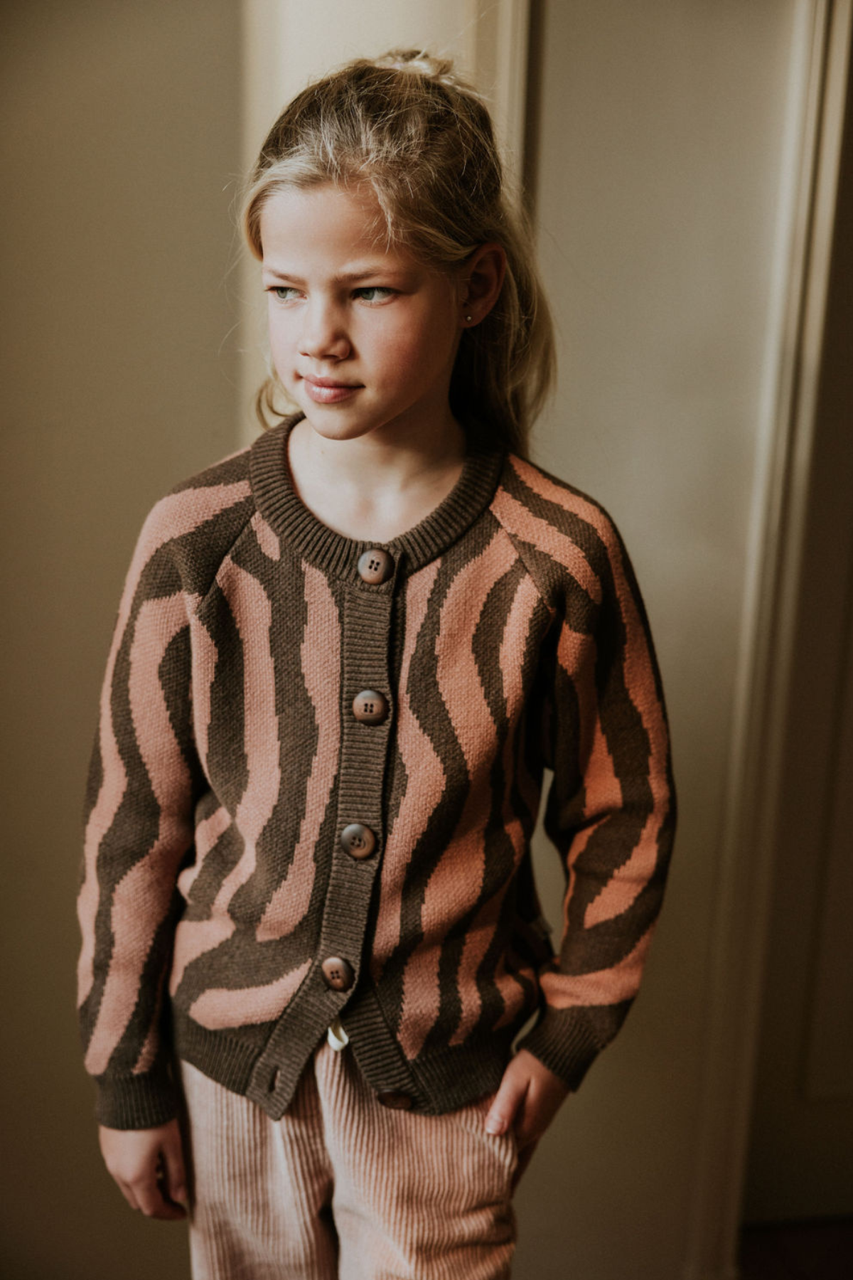 Kids Raglan Knitted Cardigan | Pink Zebra