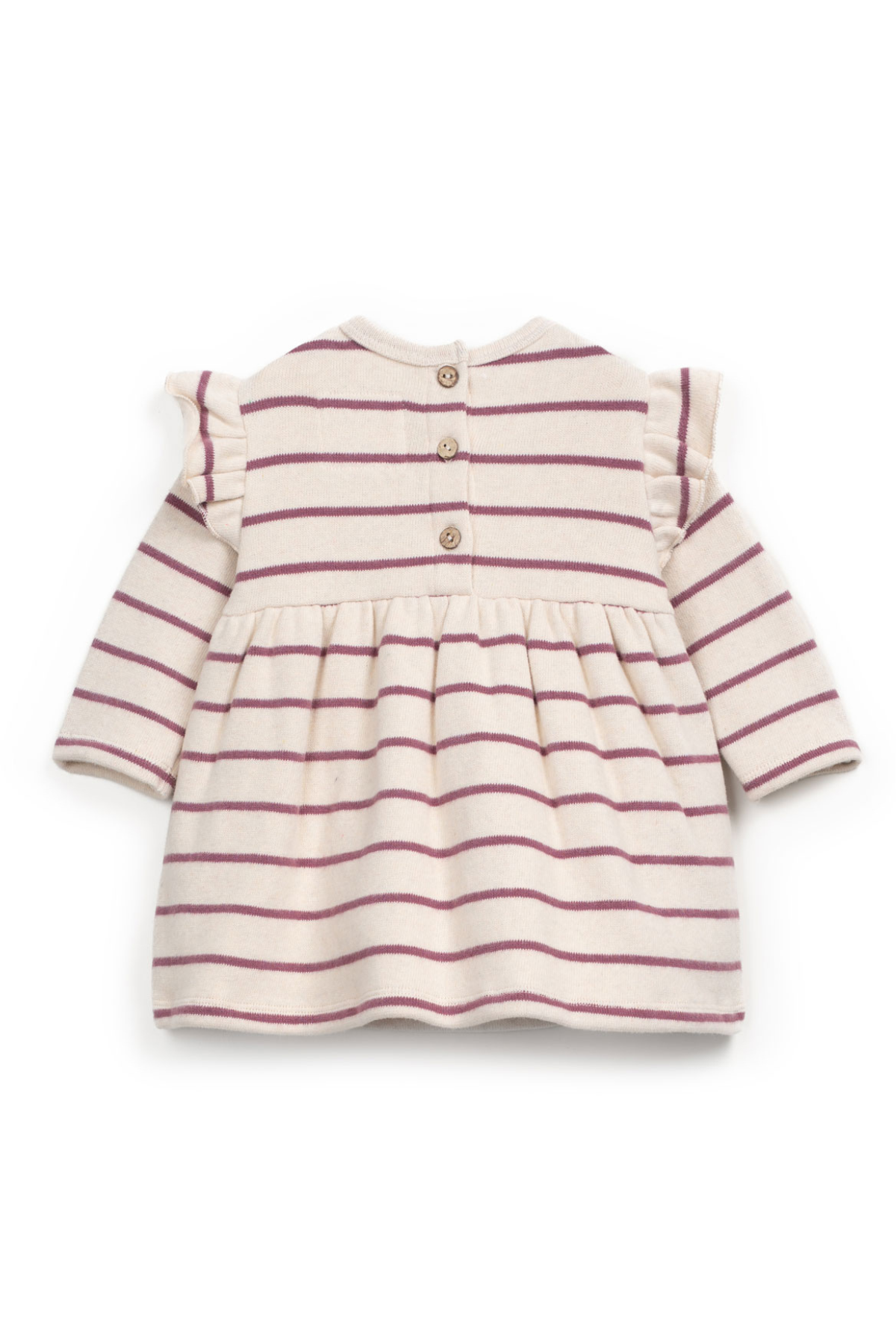 Gestreiftes Kleid mit Rüschen | Amora