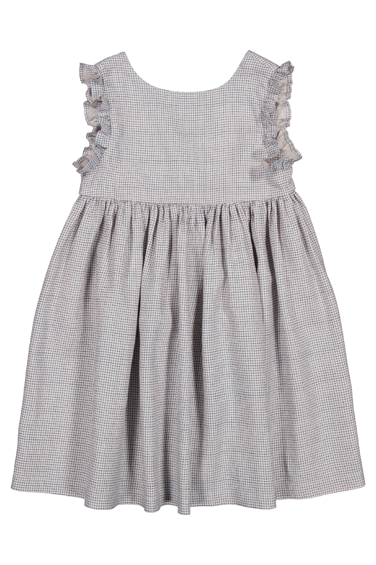 Kariertes Kleid 100% Leinen "Darame"