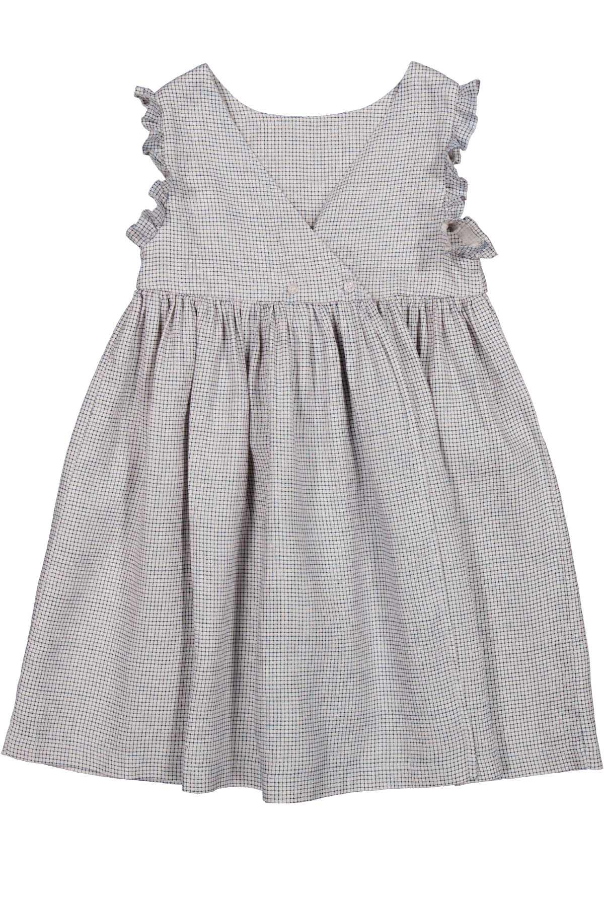 Kariertes Kleid 100% Leinen "Darame"