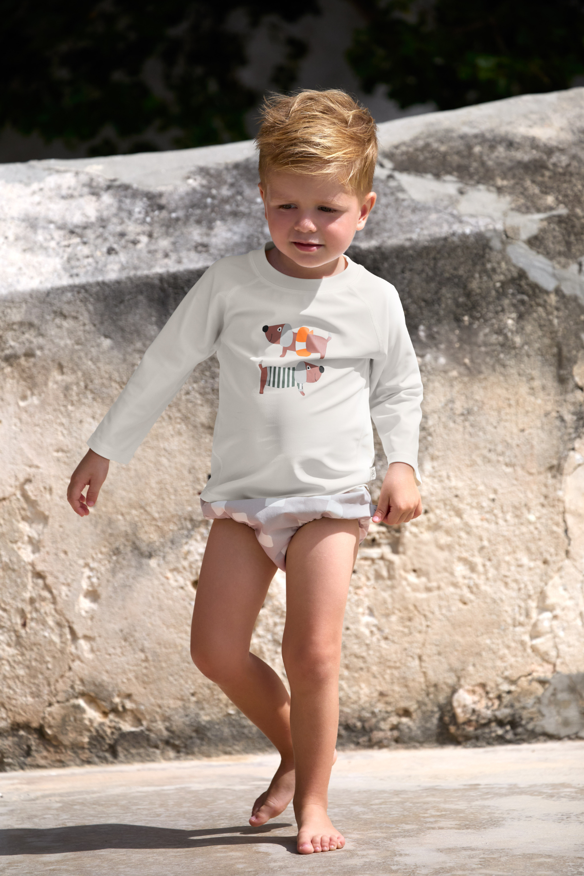 UV Longsleeve Rashguard "Beach Dogs" | Orange/Dark Sea