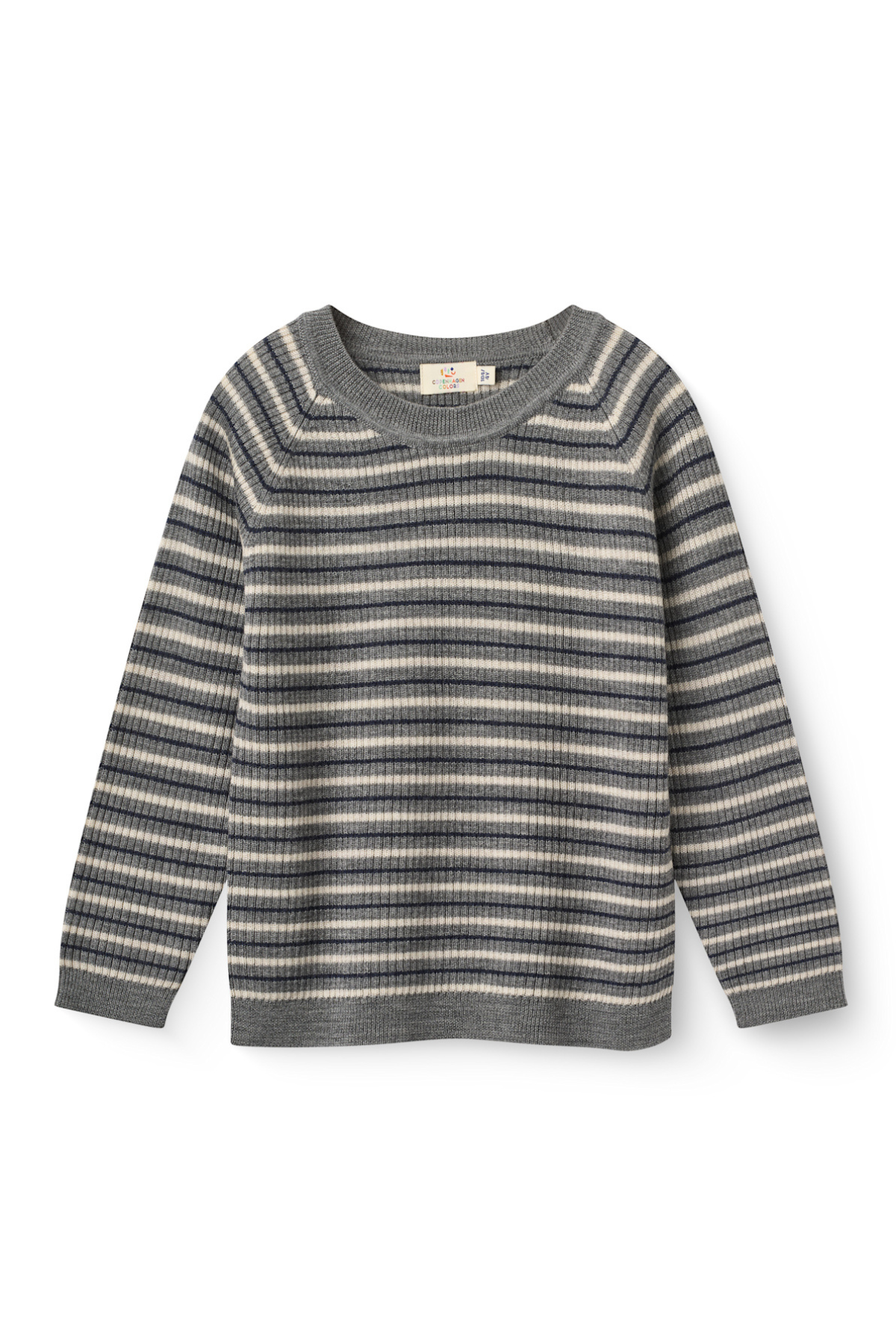 Longsleeve aus Merinowolle | Grey Stripe