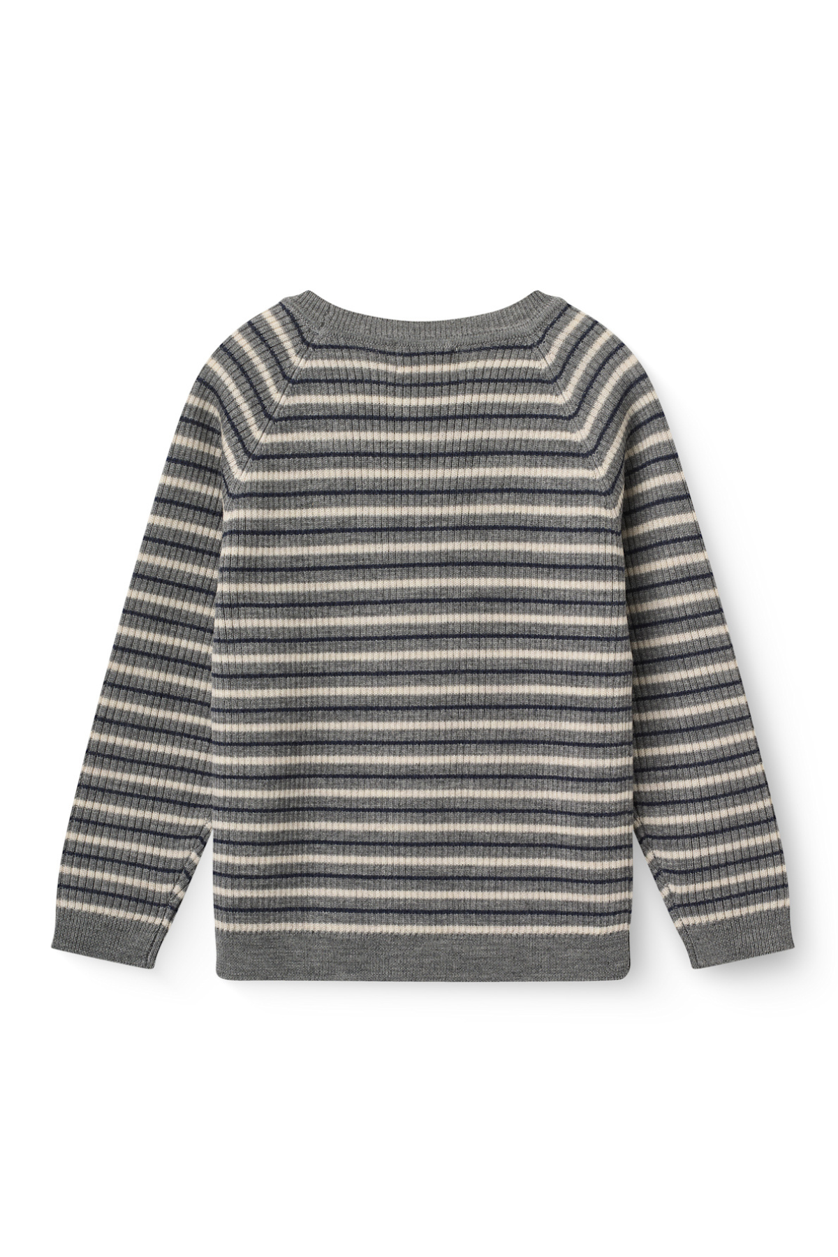 Longsleeve aus Merinowolle | Grey Stripe