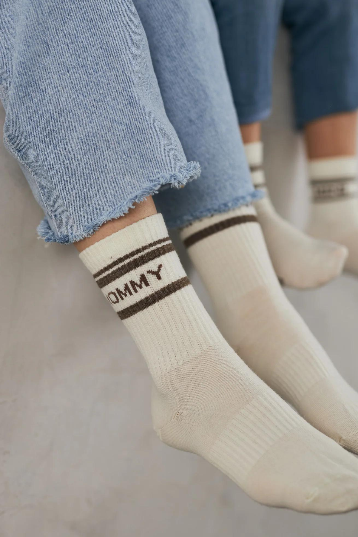 Gestreifte Wollsocken "Mommy" | Merinowolle