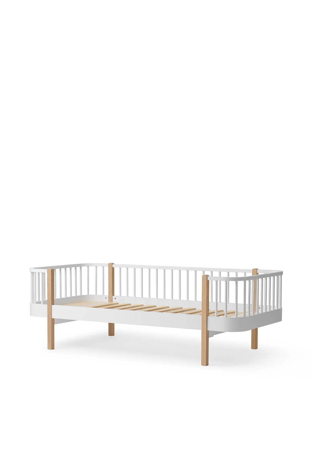 Oliver Furniture Wood Original Bettsofa 90x200, weiß/Eiche – Seitenansicht