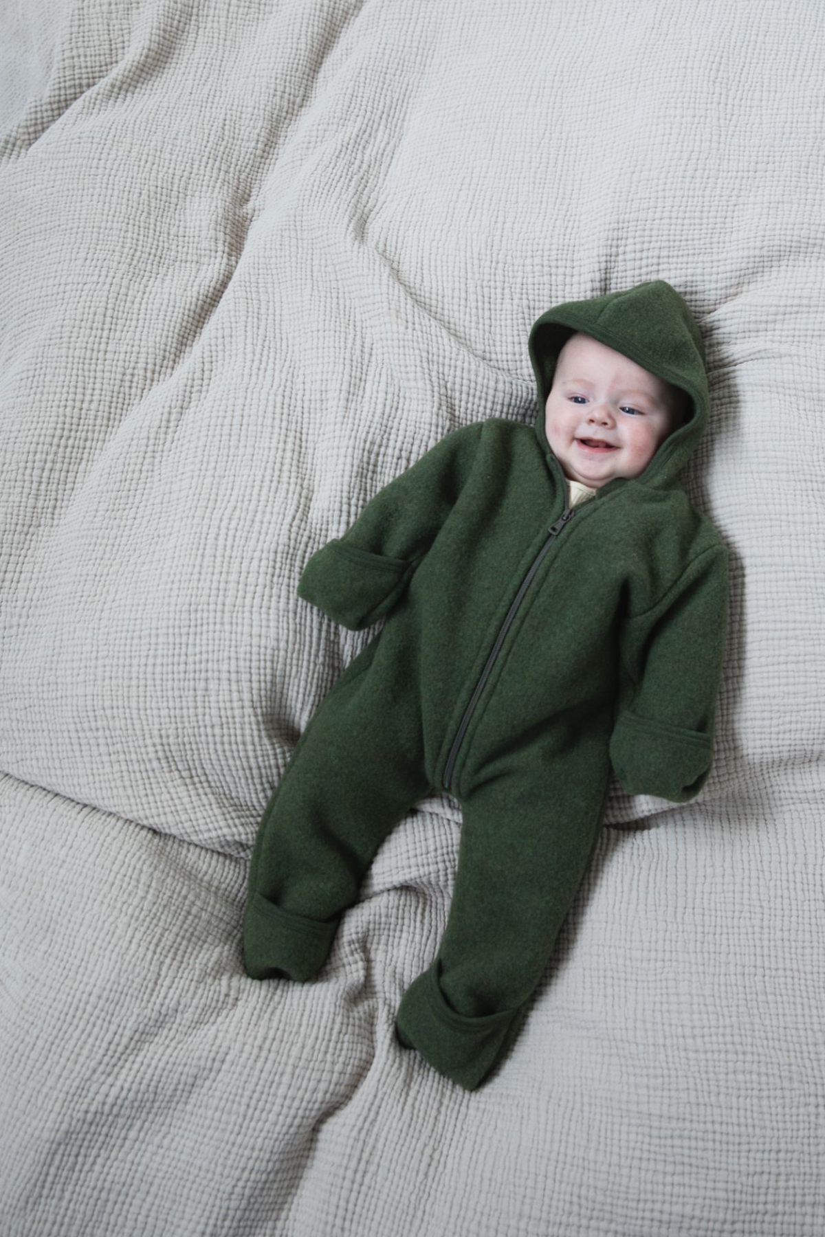 Wollfleece Kapuzenoverall mit Reißverschluss | verschiedene Farben