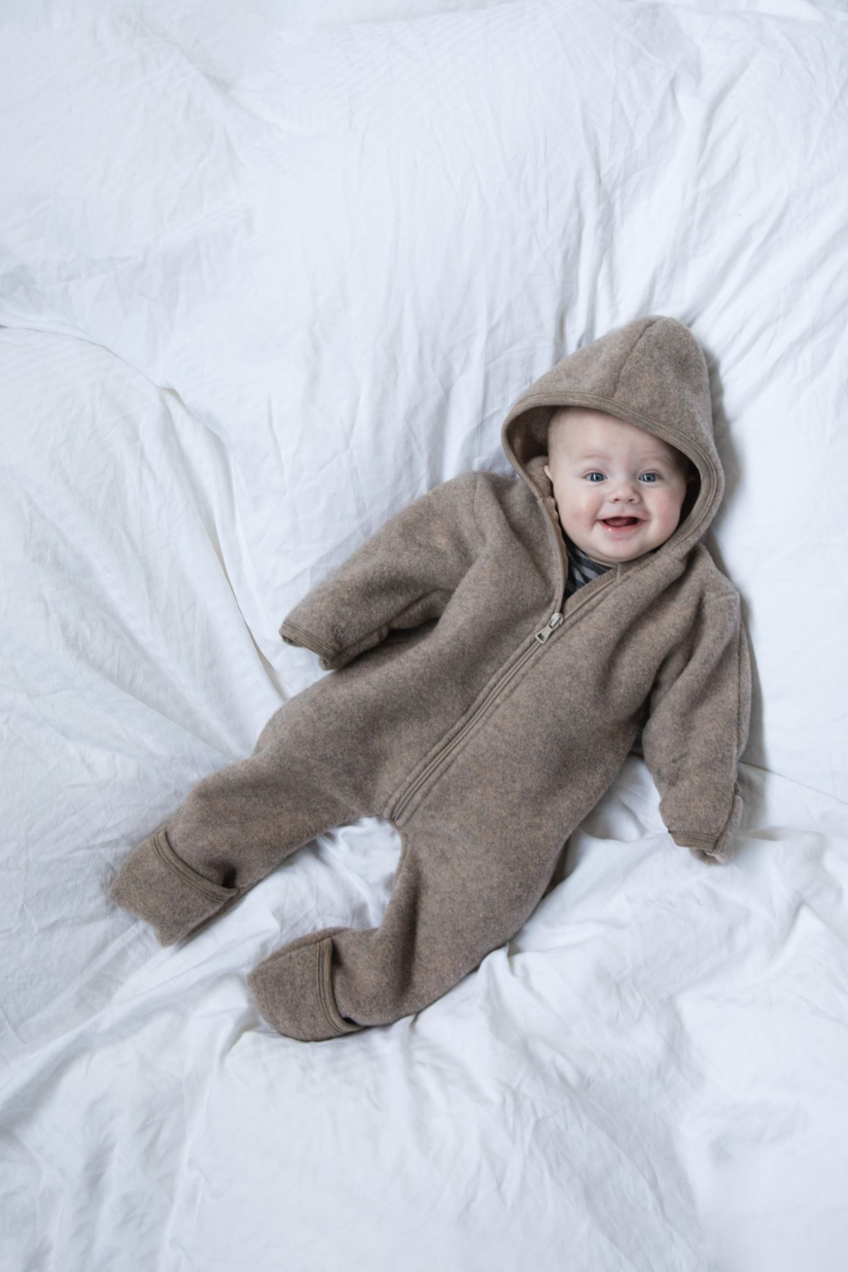 Wollfleece Kapuzenoverall mit Reißverschluss | verschiedene Farben