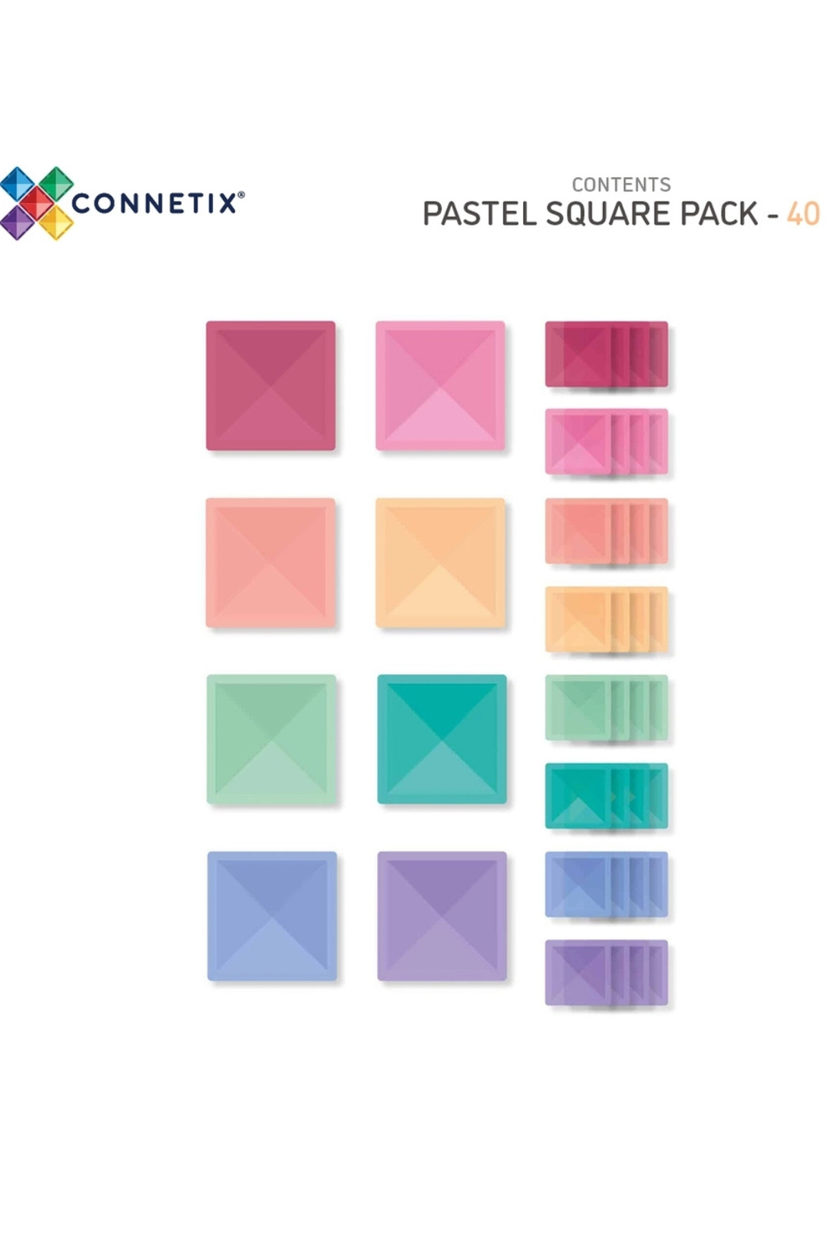 Magnetbausteine "Pastel Square Pack" 40 Teile