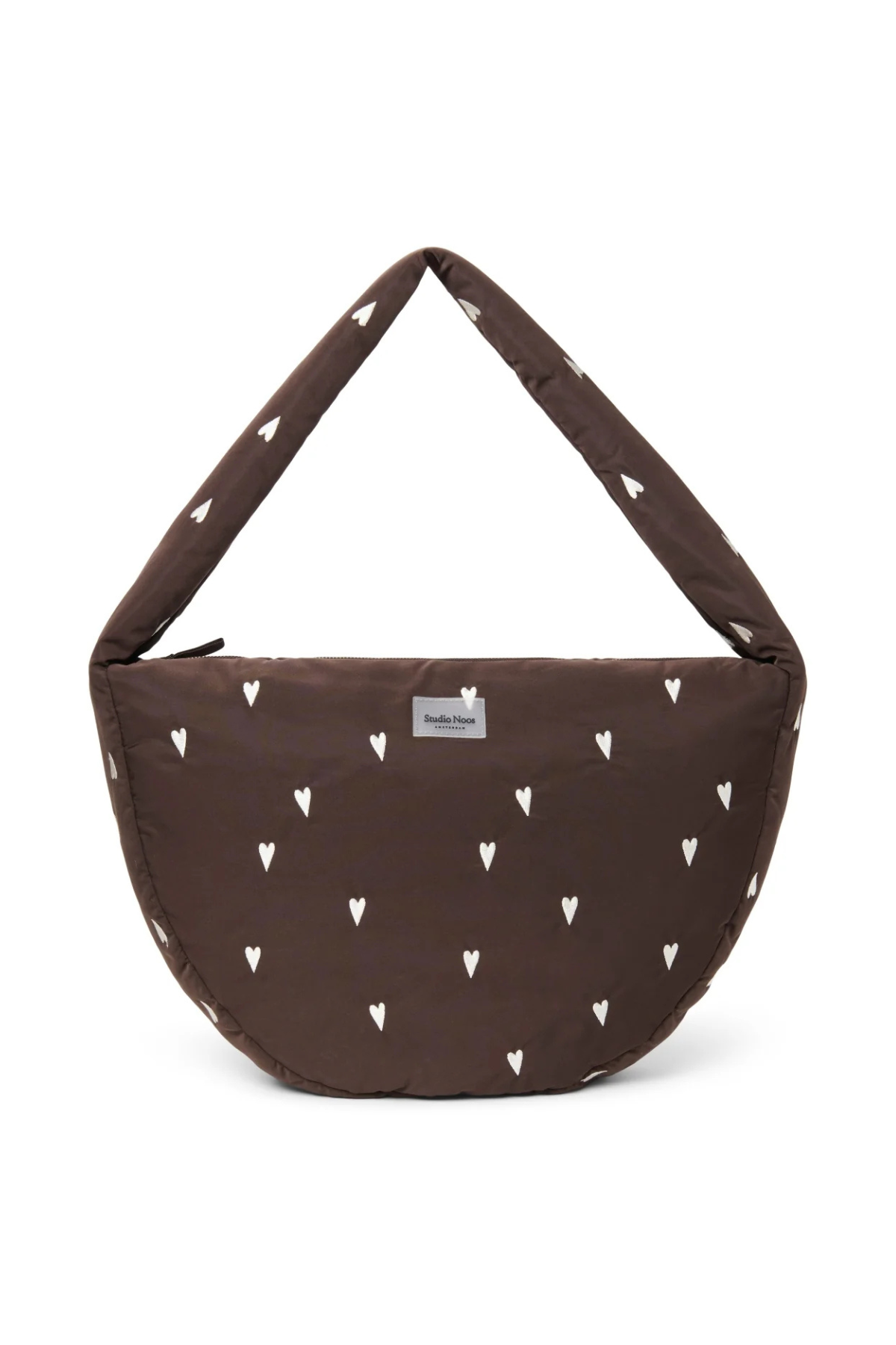 Mom Umhängetasche | Puffy brown Hearts