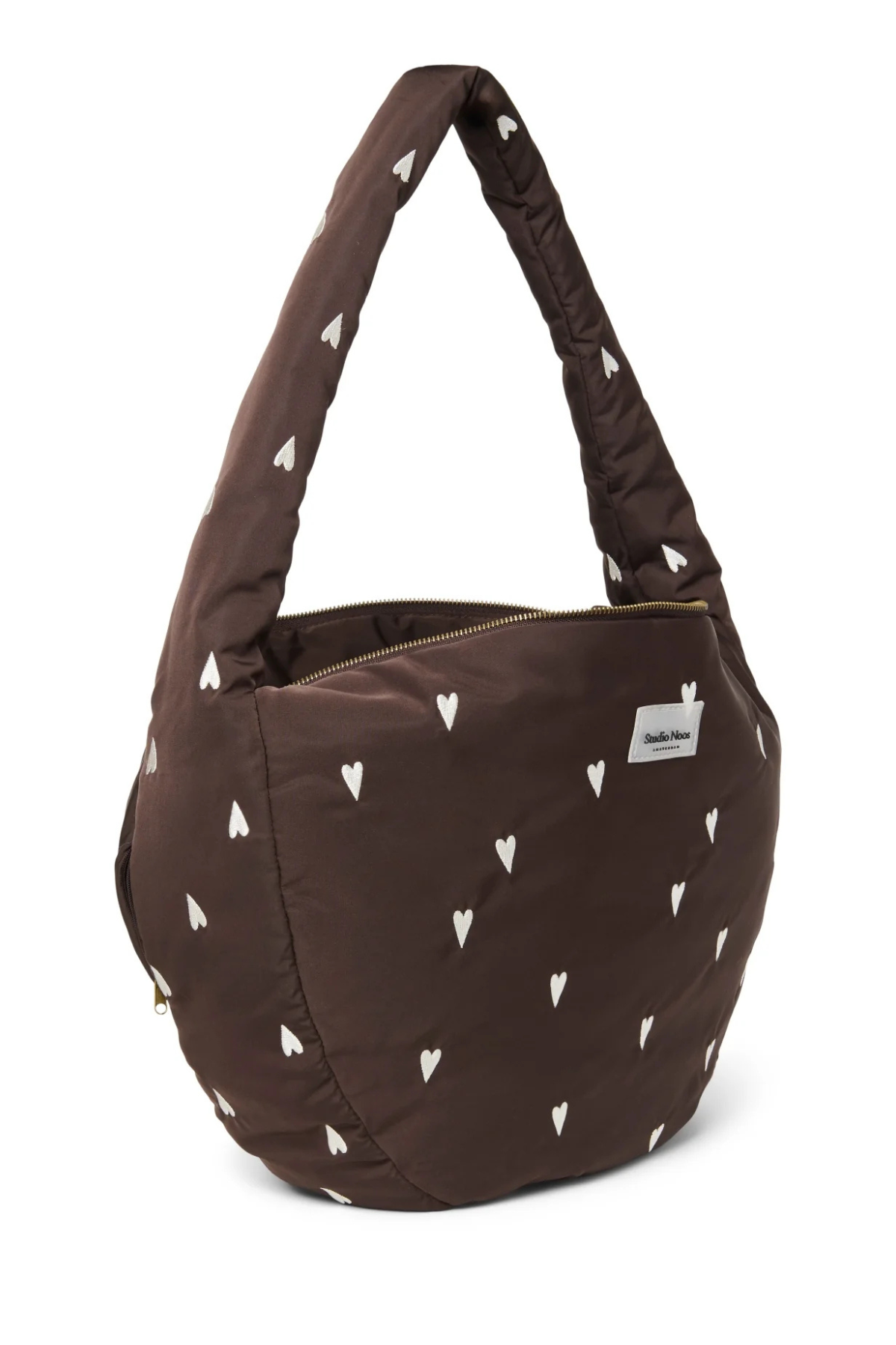 Mom Umhängetasche | Puffy brown Hearts