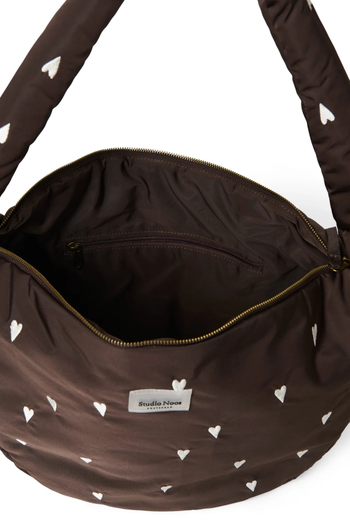 Mom Umhängetasche | Puffy brown Hearts